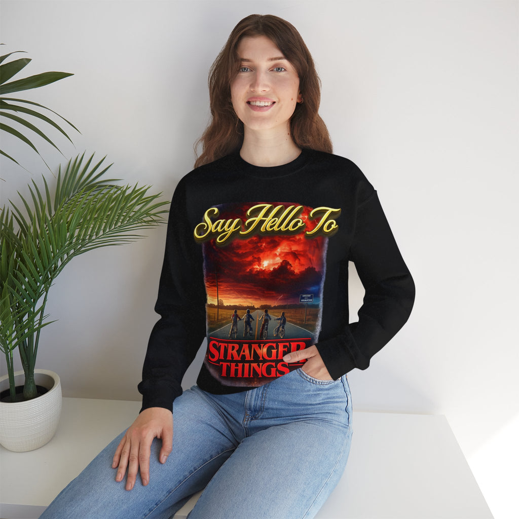 Stranger Things "Say Hello To" Crewneck Sweatshirt Printify
