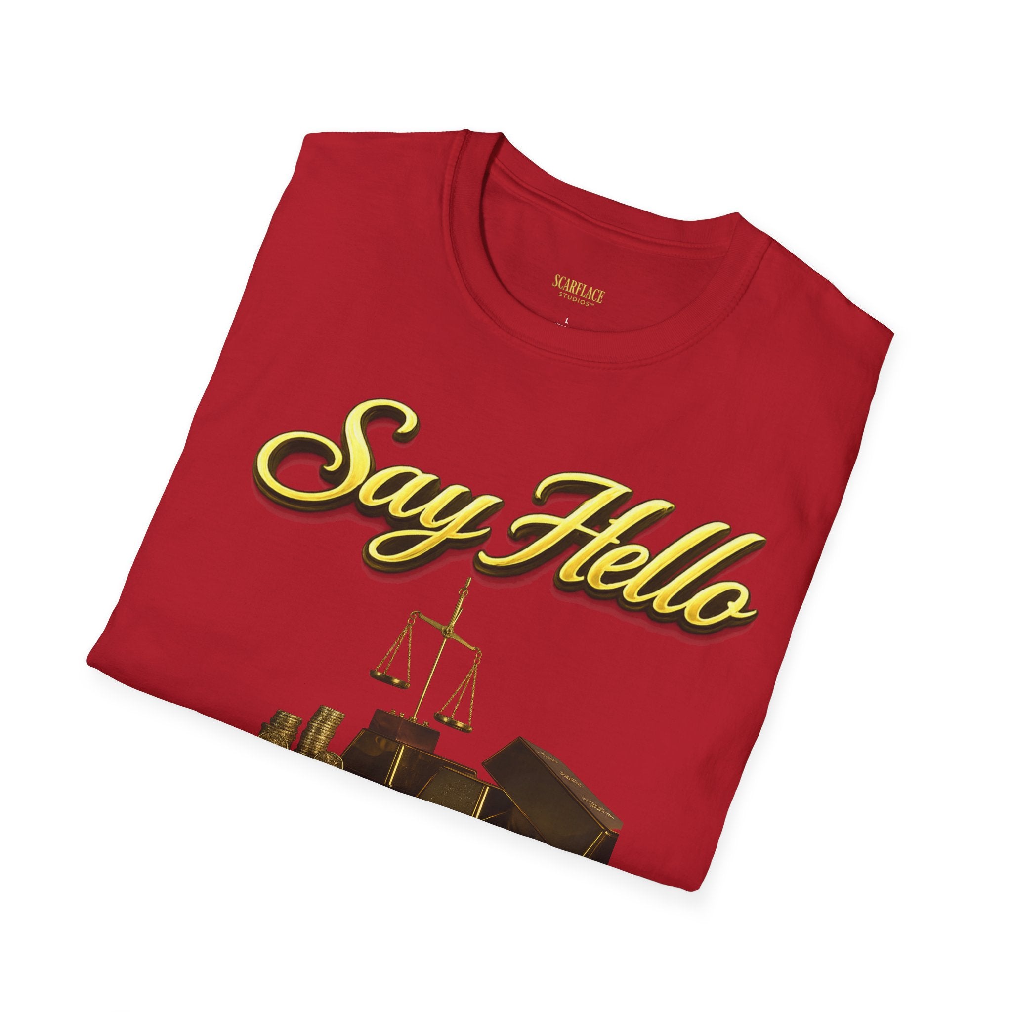 T-Shirt — "Say Hello" Money & Faith Graphic Tee (God's Way You Make Too Much Money) Printify