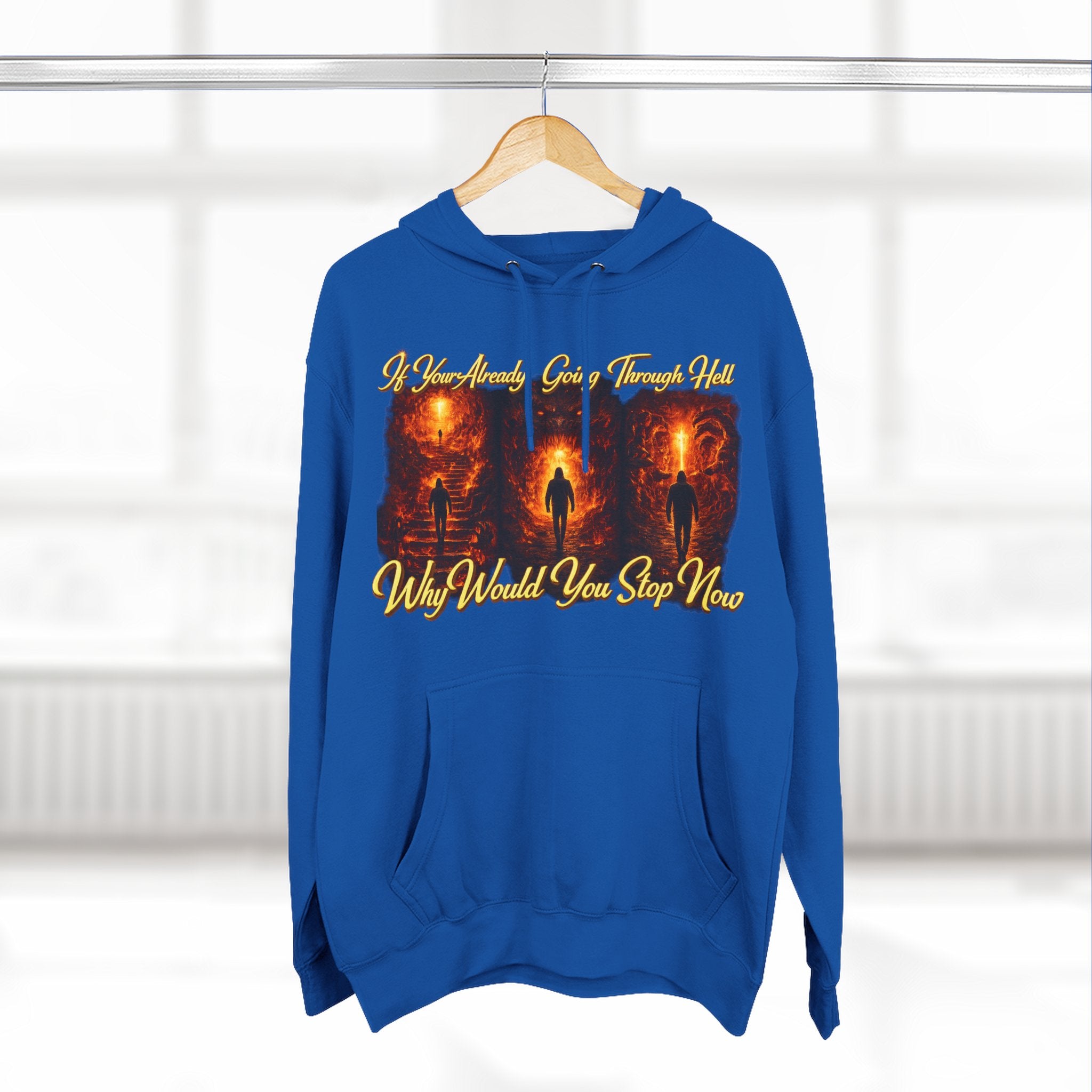 Three-Panel Inspirational Hoodie — "I Was Awakened..." Spiritual Graphic Pullover Printify