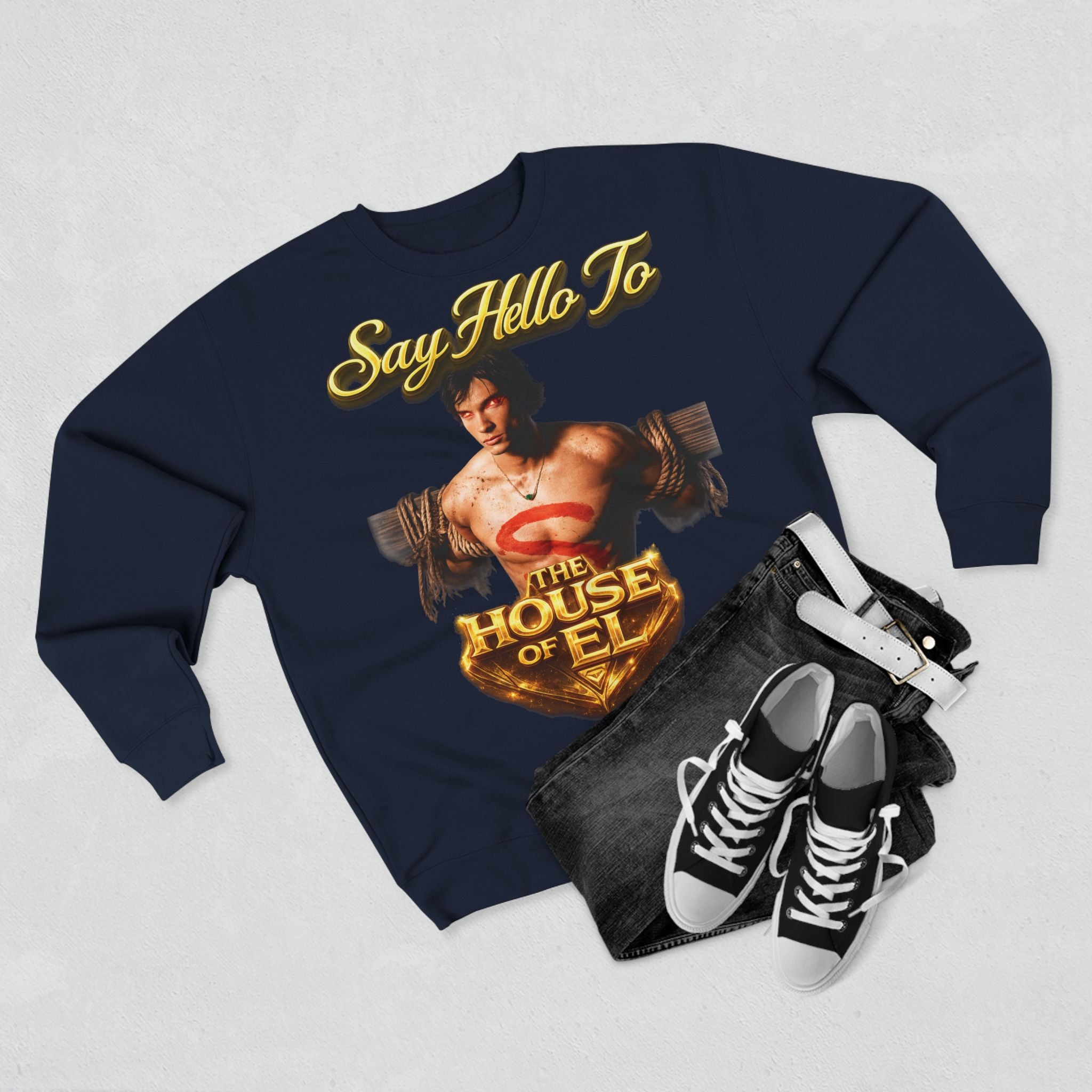Say Hello To The House of El Sweatshirt – Retro Superman Inspired Crewneck Printify
