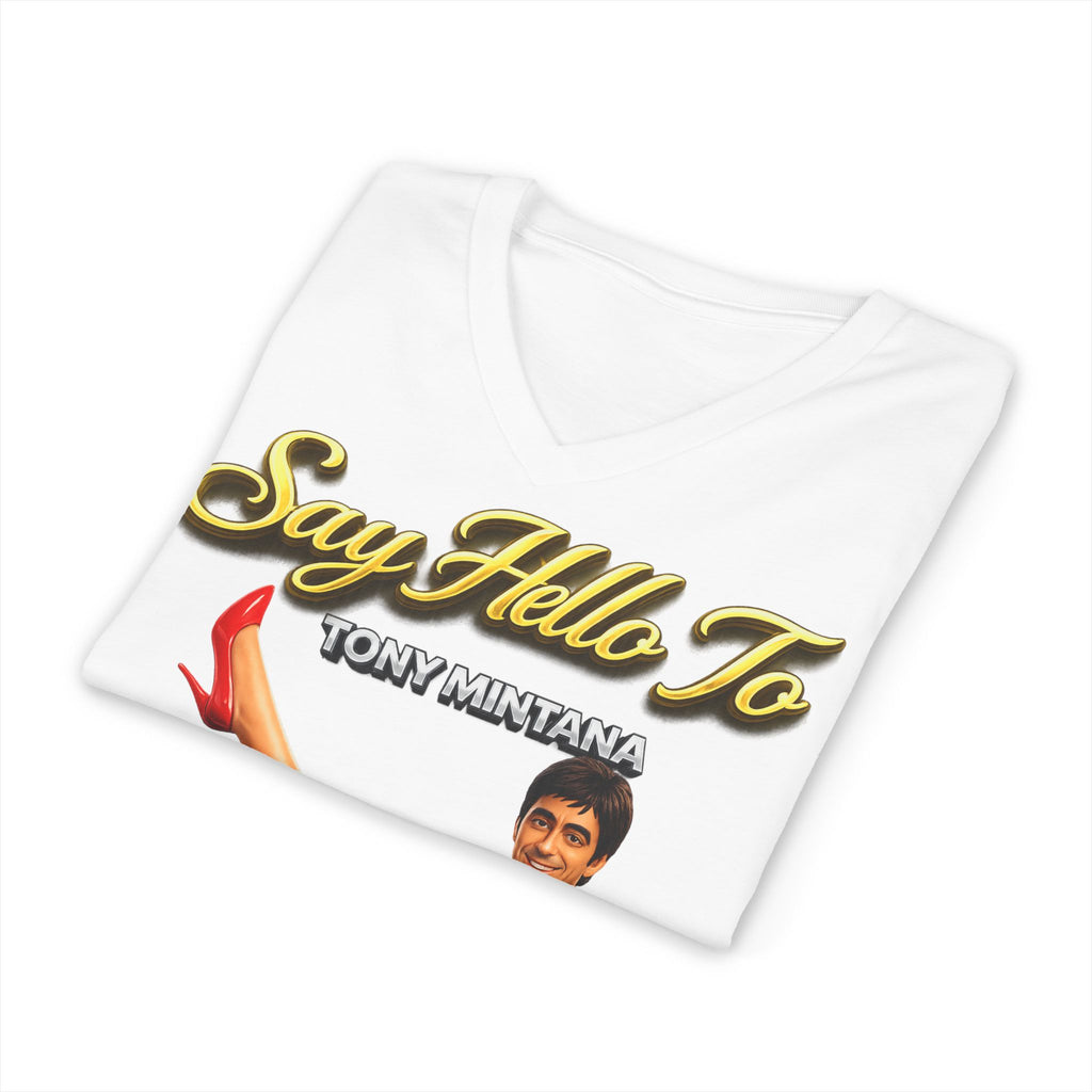 My Middle Leg V-Neck T‑Shirt — Say Hello To Tony Mintana Vintage Graphic Tee Printify