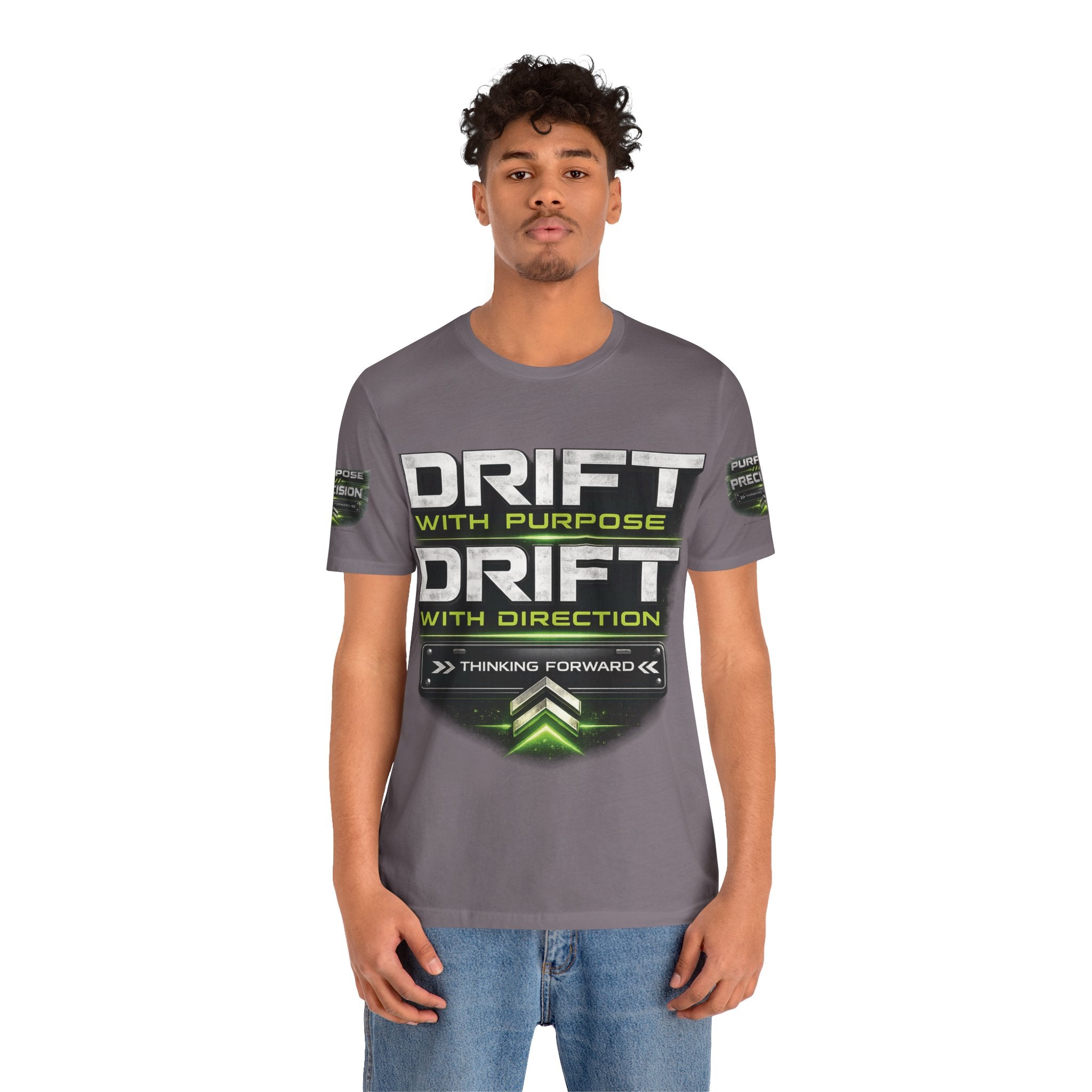 Drift With Direction Graphic Tee — 'Drift with Purpose / Thinking Forward' Racing T-Shirt Printify
