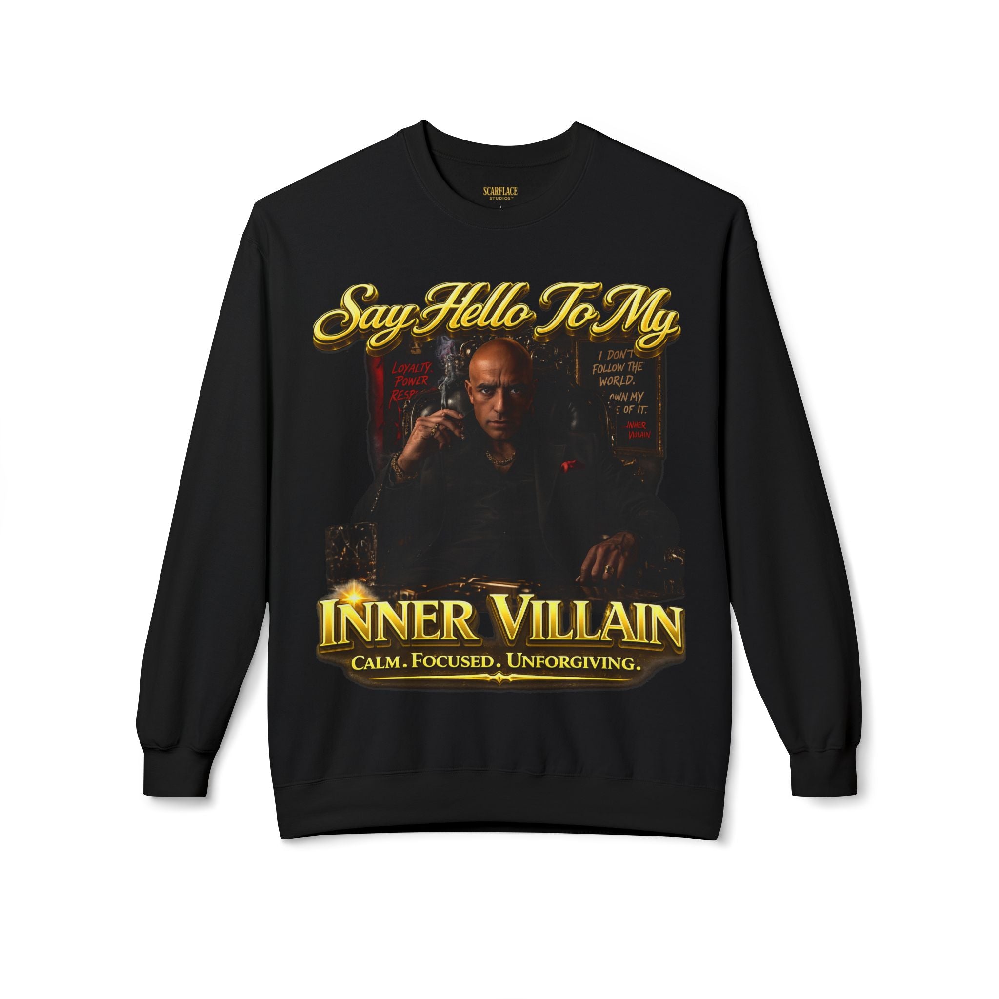 Inner Villain Crewneck Sweatshirt — "Say Hello To My Inner Villain" Graphic Printify