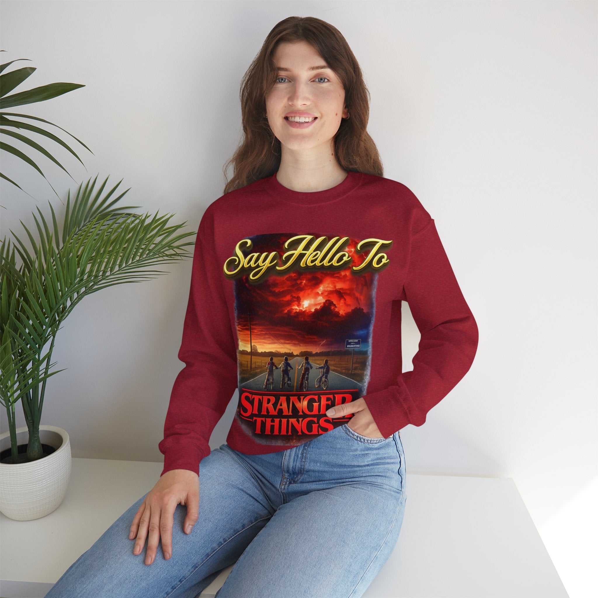 Stranger Things "Say Hello To" Crewneck Sweatshirt Printify