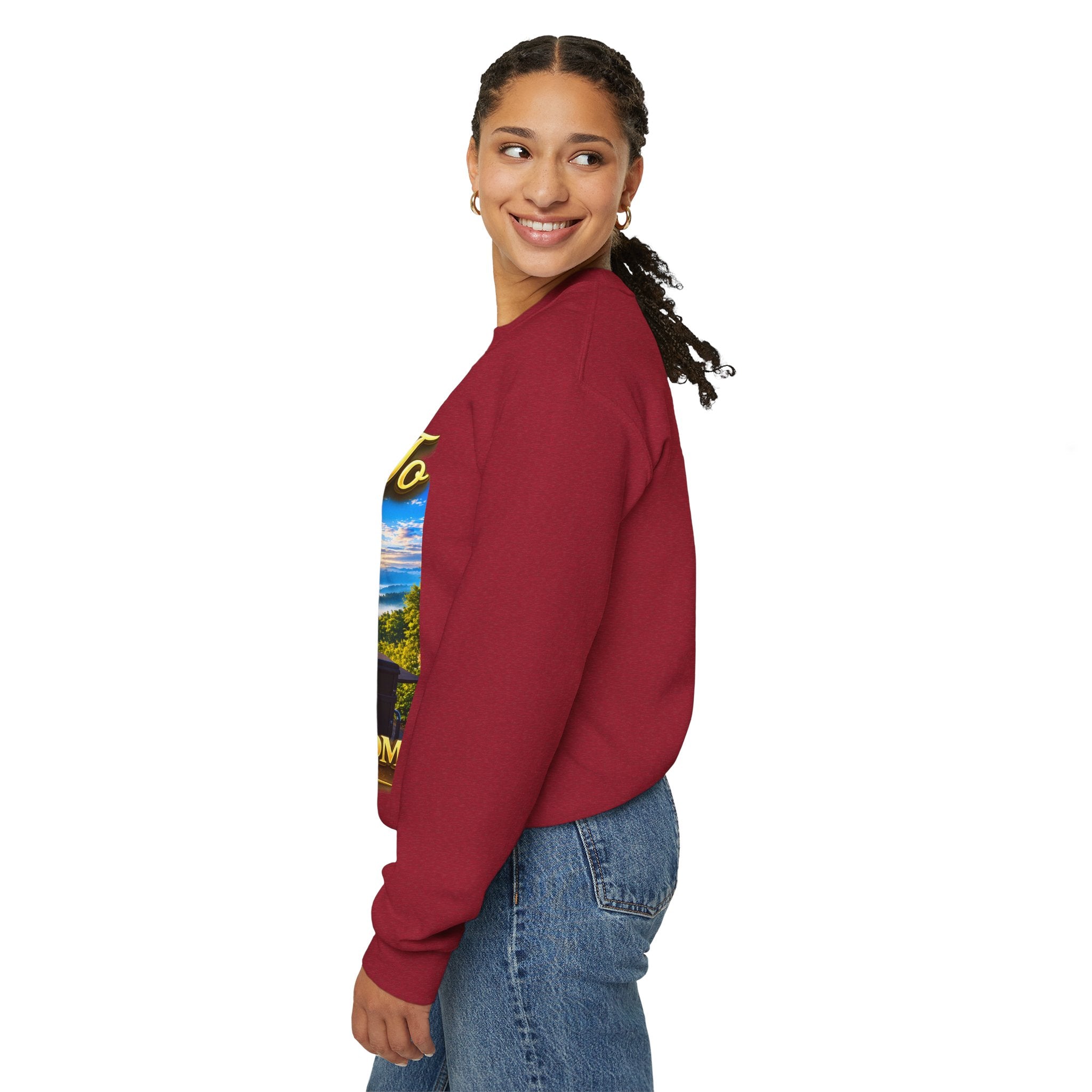 Working From Home Sweatshirt – "Say Hello To" Scenic Home Office Crewneck Printify