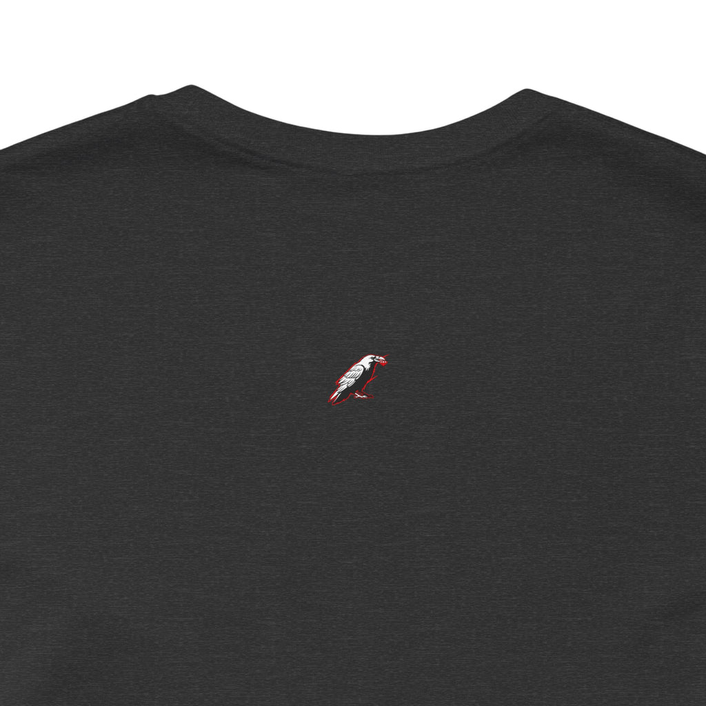 Horror Mask Split Face Tee — "Say Hello To Your Family and Friends" Graphic T-Shirt Printify
