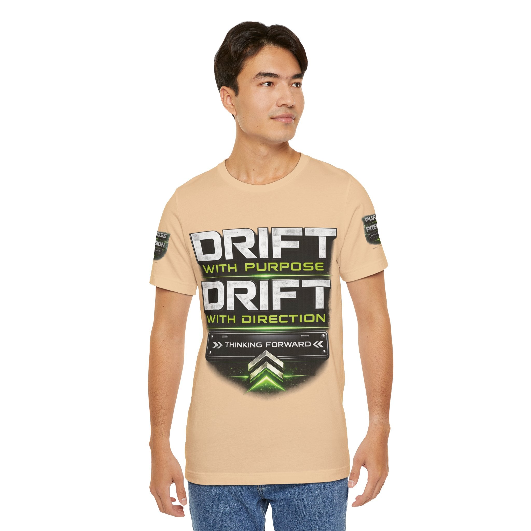 Drift With Direction Graphic Tee — 'Drift with Purpose / Thinking Forward' Racing T-Shirt Printify