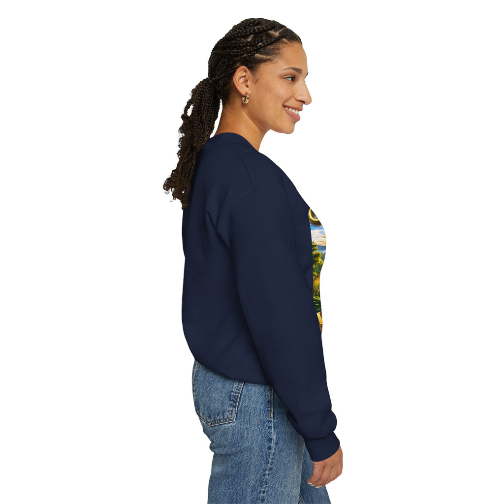 Working From Home Sweatshirt – "Say Hello To" Scenic Home Office Crewneck Printify