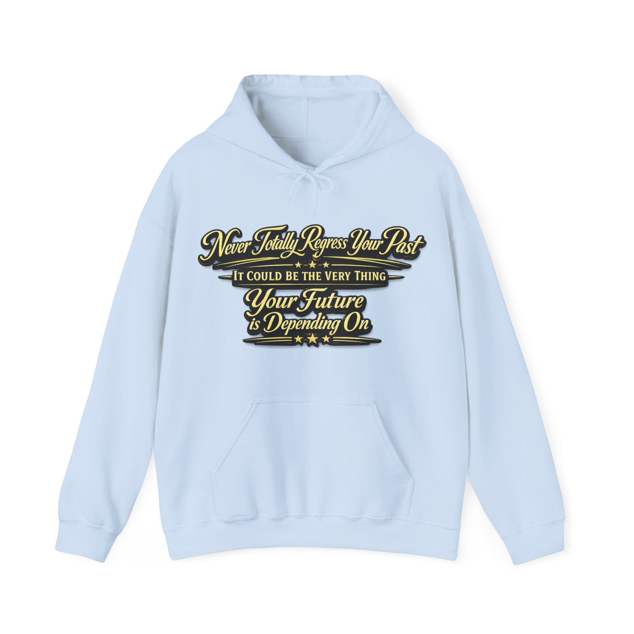 Inspirational Hoodie – “Never Letting Regret Your Past” Motivational City Night Sweatshirt Printify