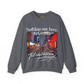 Crewneck Sweatshirt — Times Square Photo with Motivational Script “Nothing Out Here Helps You… That’s What Makes You Stronger” Printify