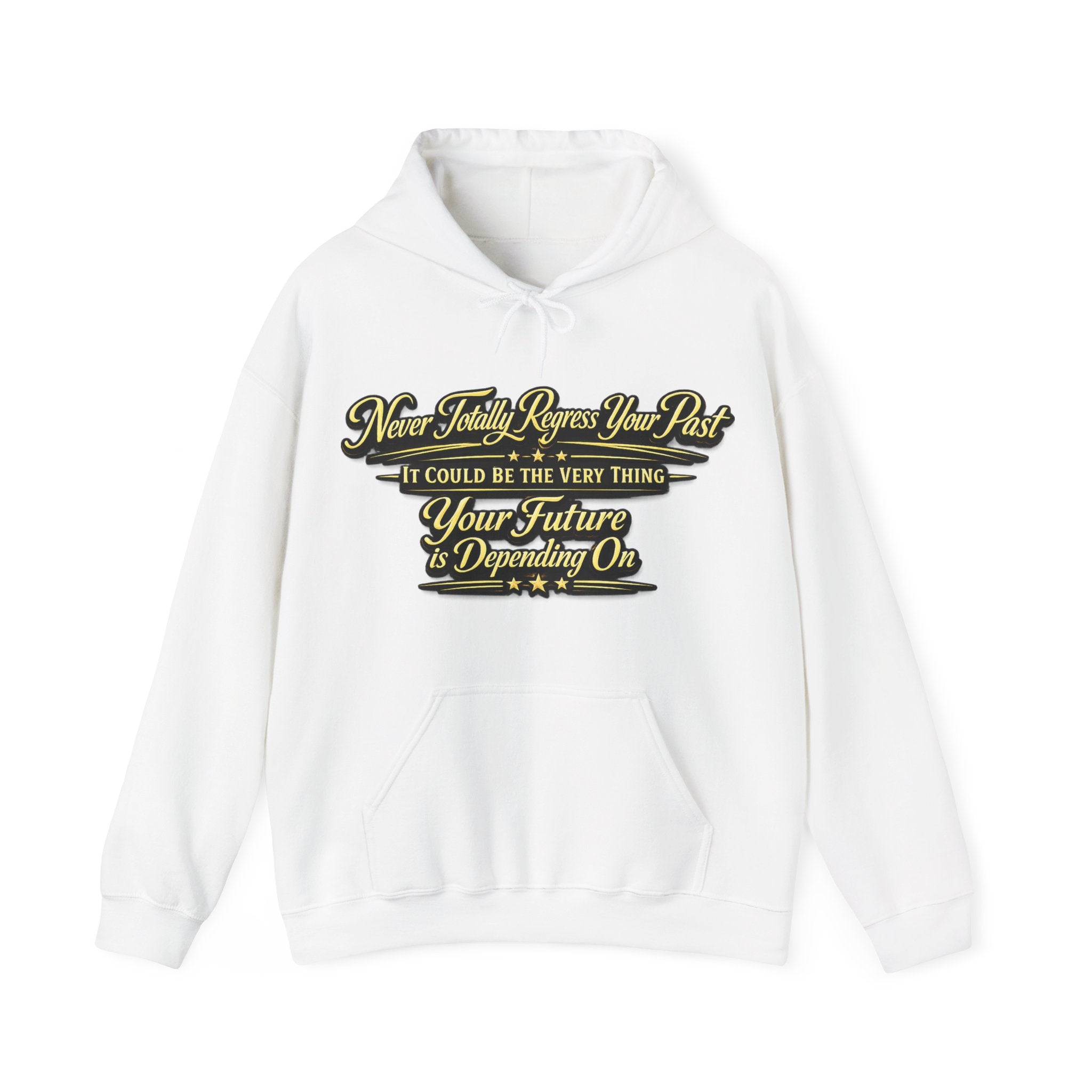 Inspirational Hoodie – “Never Letting Regret Your Past” Motivational City Night Sweatshirt Printify