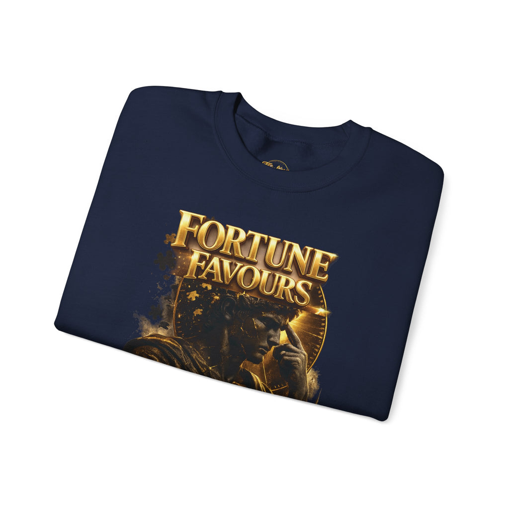 Crewneck Sweatshirt — "Fortune Favors the Prepared Mind" Motivational Design Printify
