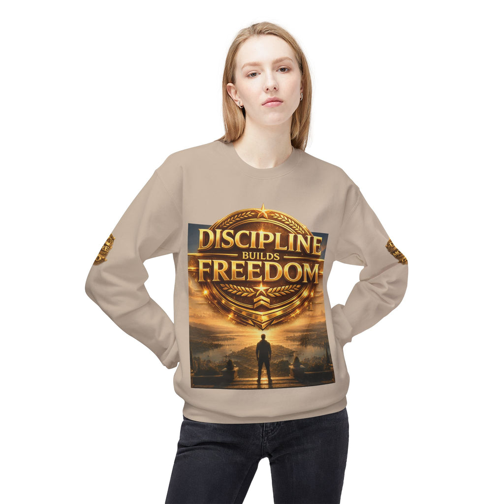 Discipline Builds Freedom Crewneck Sweatshirt – Motivational Fitness & Success Pullover Printify