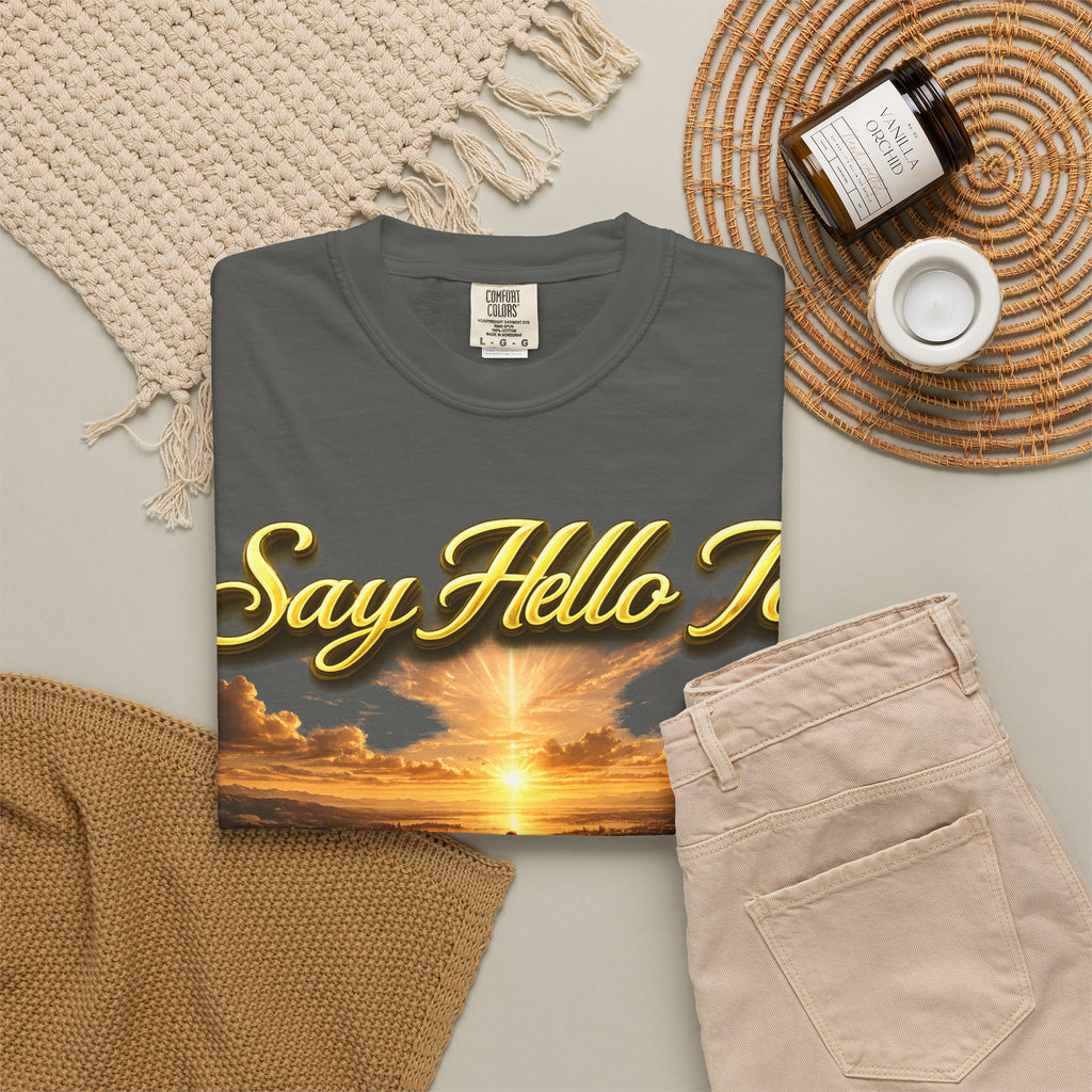 Inspirational 'Say Hello to The Beginning' Sunrise T-Shirt Printify