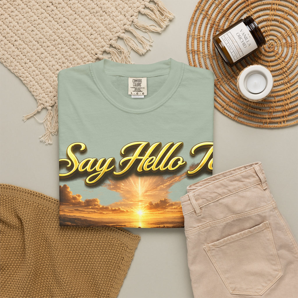 Inspirational 'Say Hello to The Beginning' Sunrise T-Shirt Printify