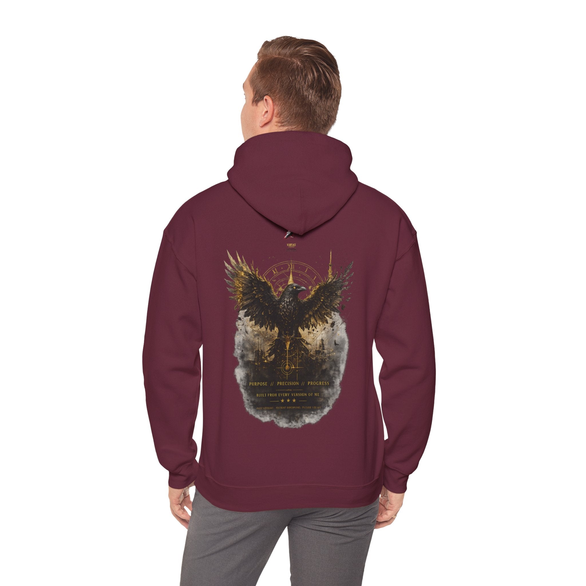 Inspirational Hoodie – “Never Letting Regret Your Past” Motivational City Night Sweatshirt Printify