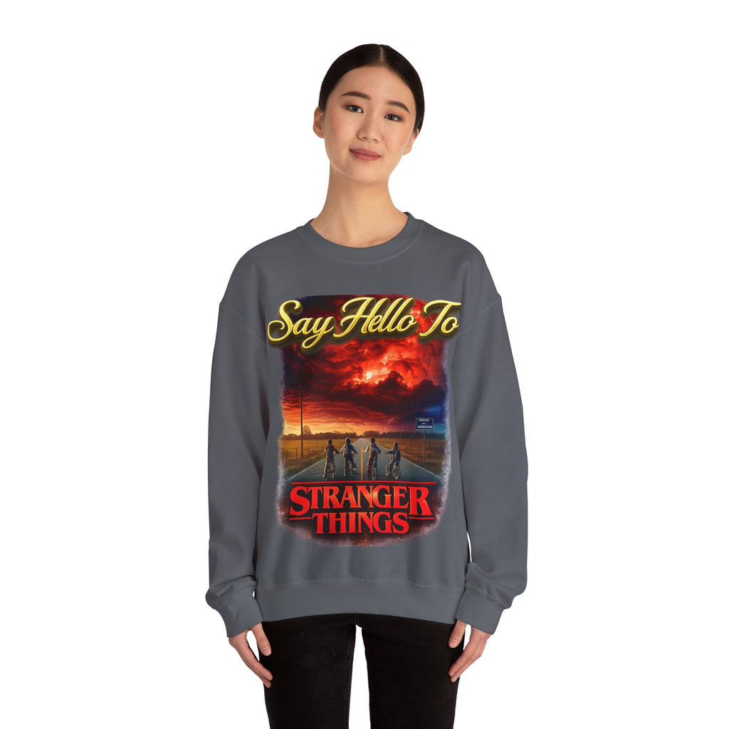 Stranger Things "Say Hello To" Crewneck Sweatshirt Printify