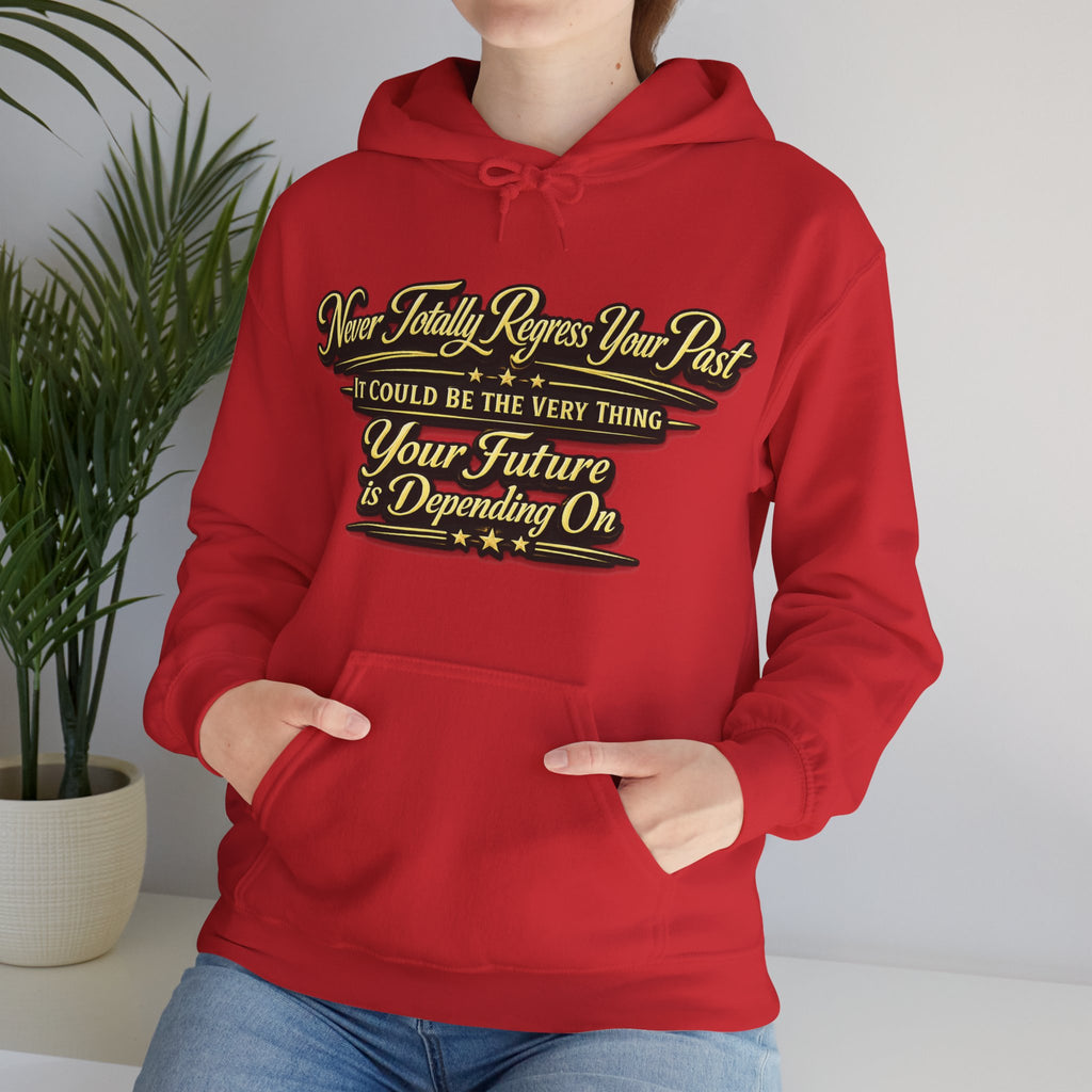 Inspirational Hoodie – “Never Letting Regret Your Past” Motivational City Night Sweatshirt Printify
