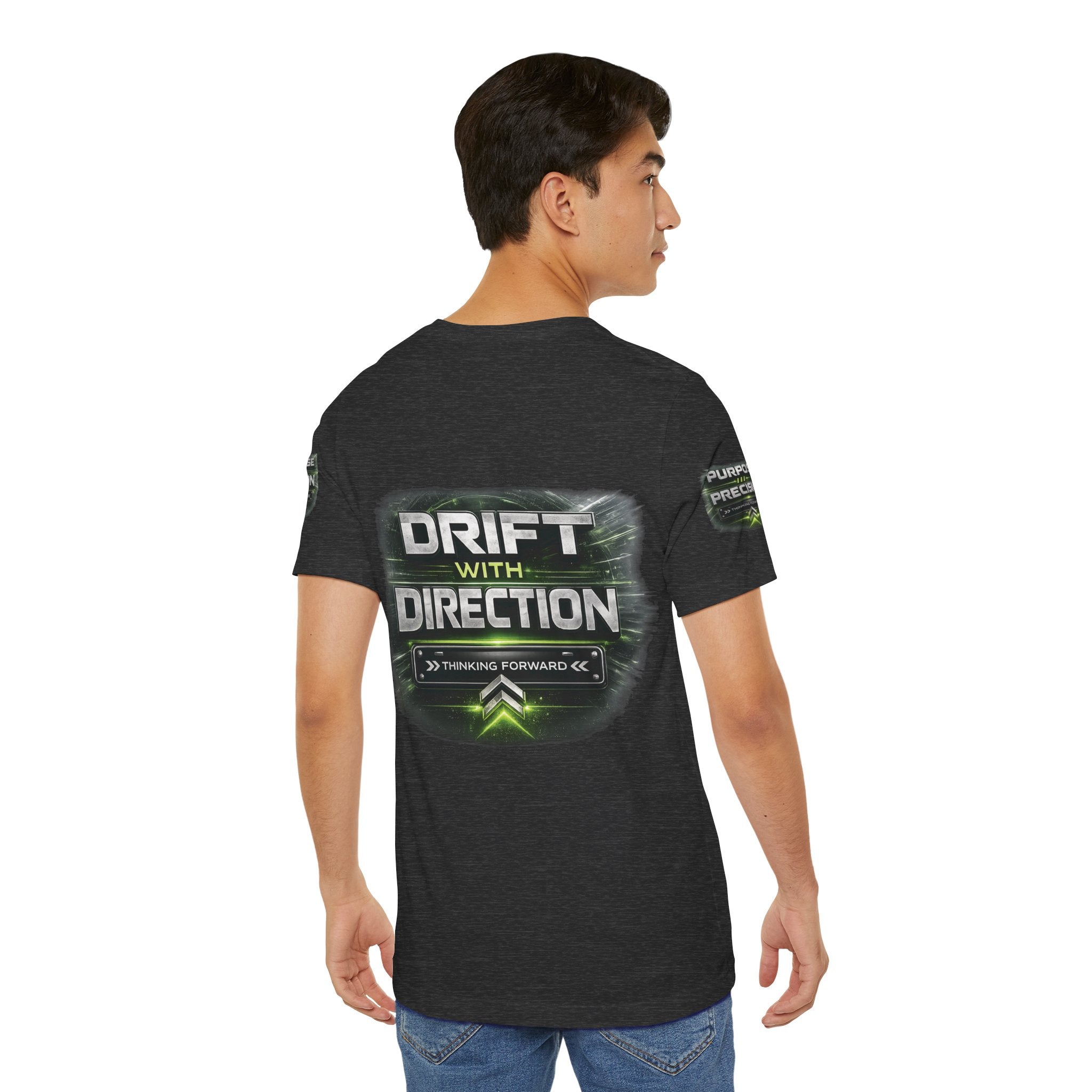 Drift With Direction Graphic Tee — 'Drift with Purpose / Thinking Forward' Racing T-Shirt Printify