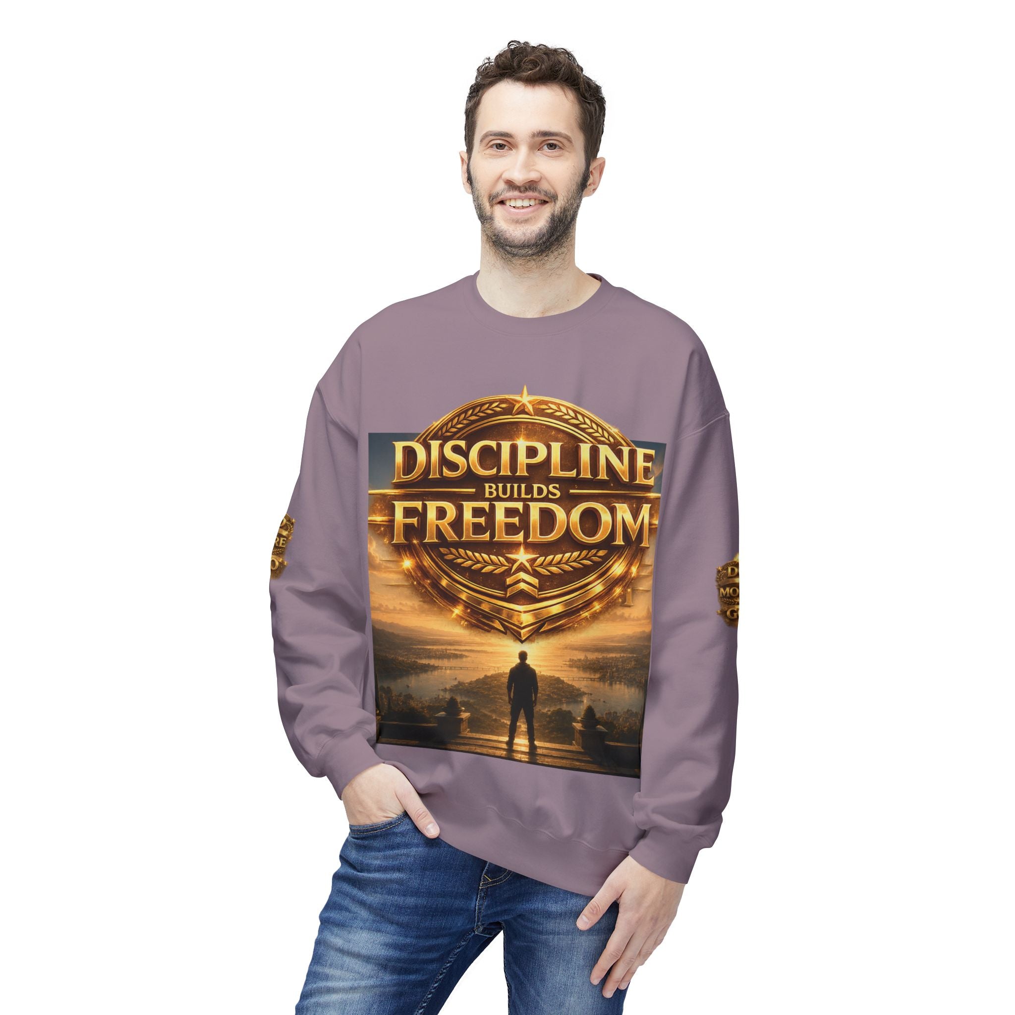 Discipline Builds Freedom Crewneck Sweatshirt – Motivational Fitness & Success Pullover Printify