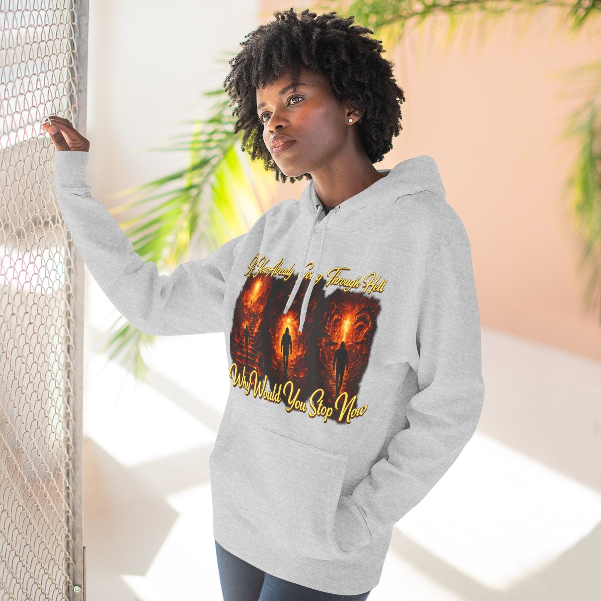 Three-Panel Inspirational Hoodie — "I Was Awakened..." Spiritual Graphic Pullover Printify