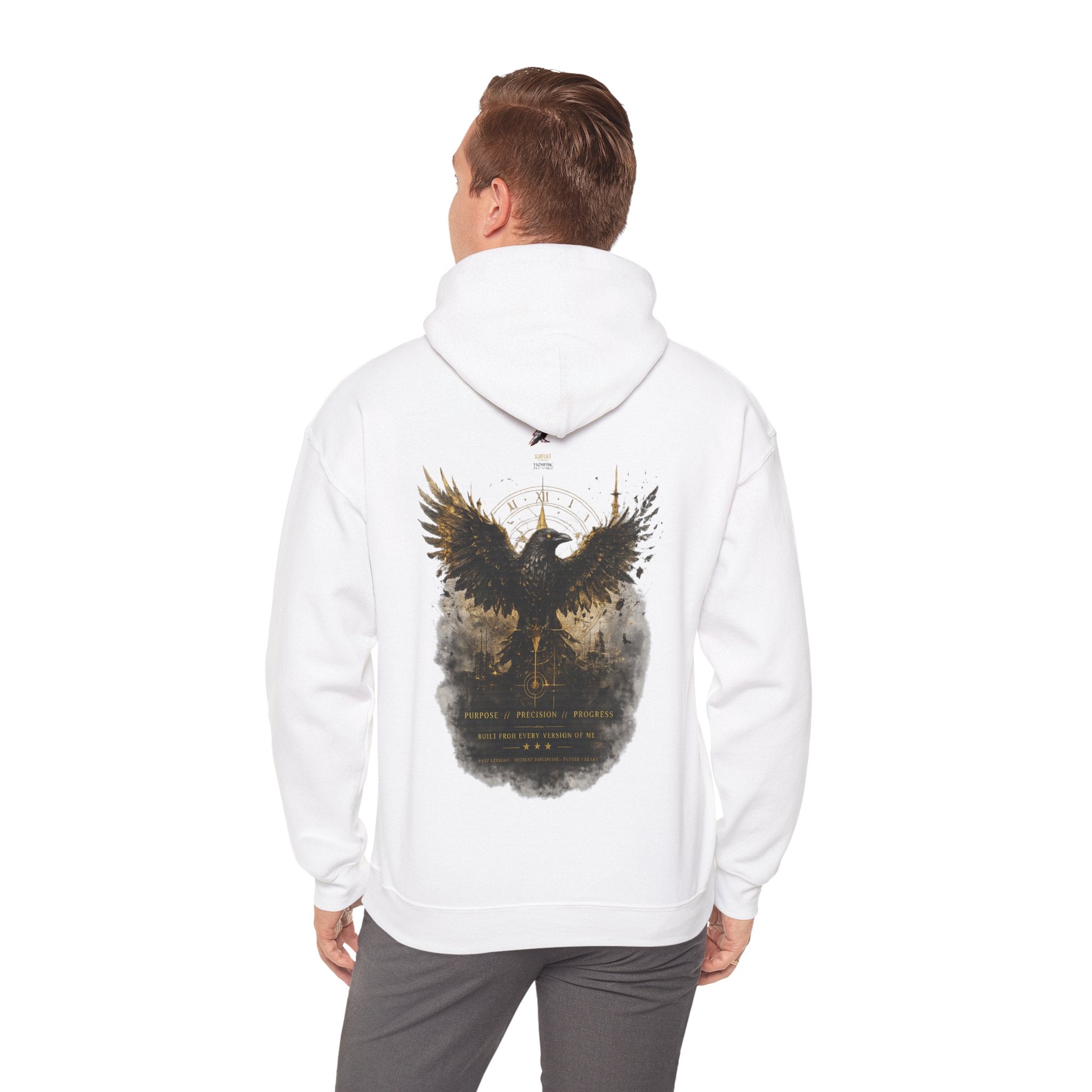 Inspirational Hoodie – “Never Letting Regret Your Past” Motivational City Night Sweatshirt Printify