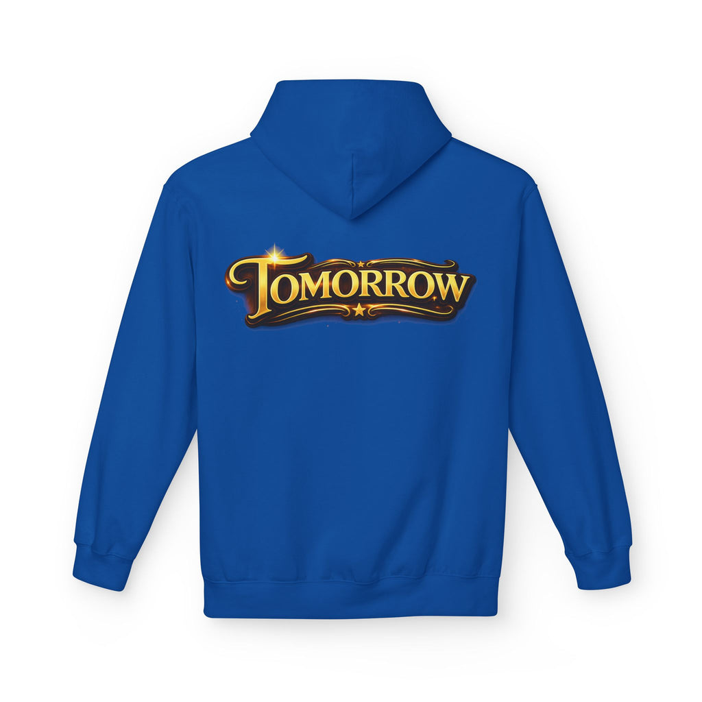 Tomorrow Hoodie — "What's Always Coming But Never Arrives?" Vintage Quote Hoodie Printify