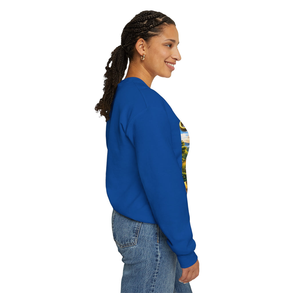Working From Home Sweatshirt – "Say Hello To" Scenic Home Office Crewneck Printify