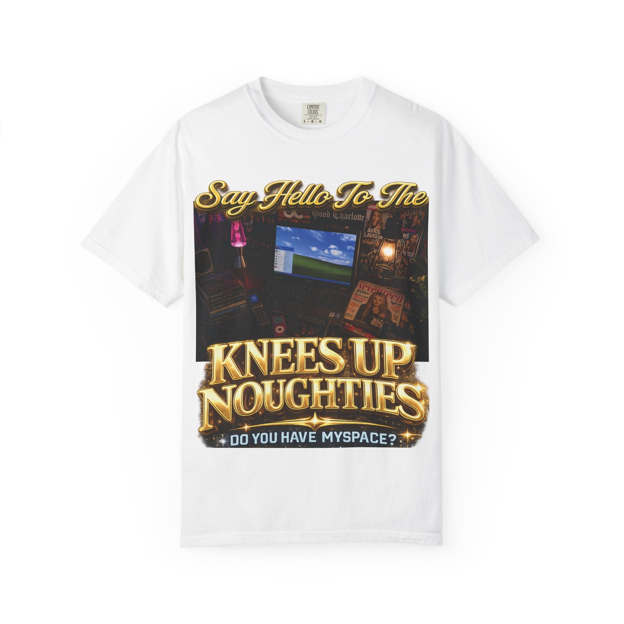Knees Up Noughties Graphic T-Shirt — Retro MySpace Throwback Tee Printify