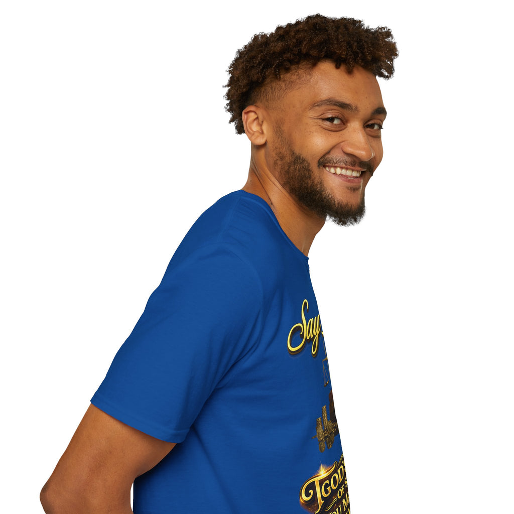 T-Shirt — "Say Hello" Money & Faith Graphic Tee (God's Way You Make Too Much Money) Printify
