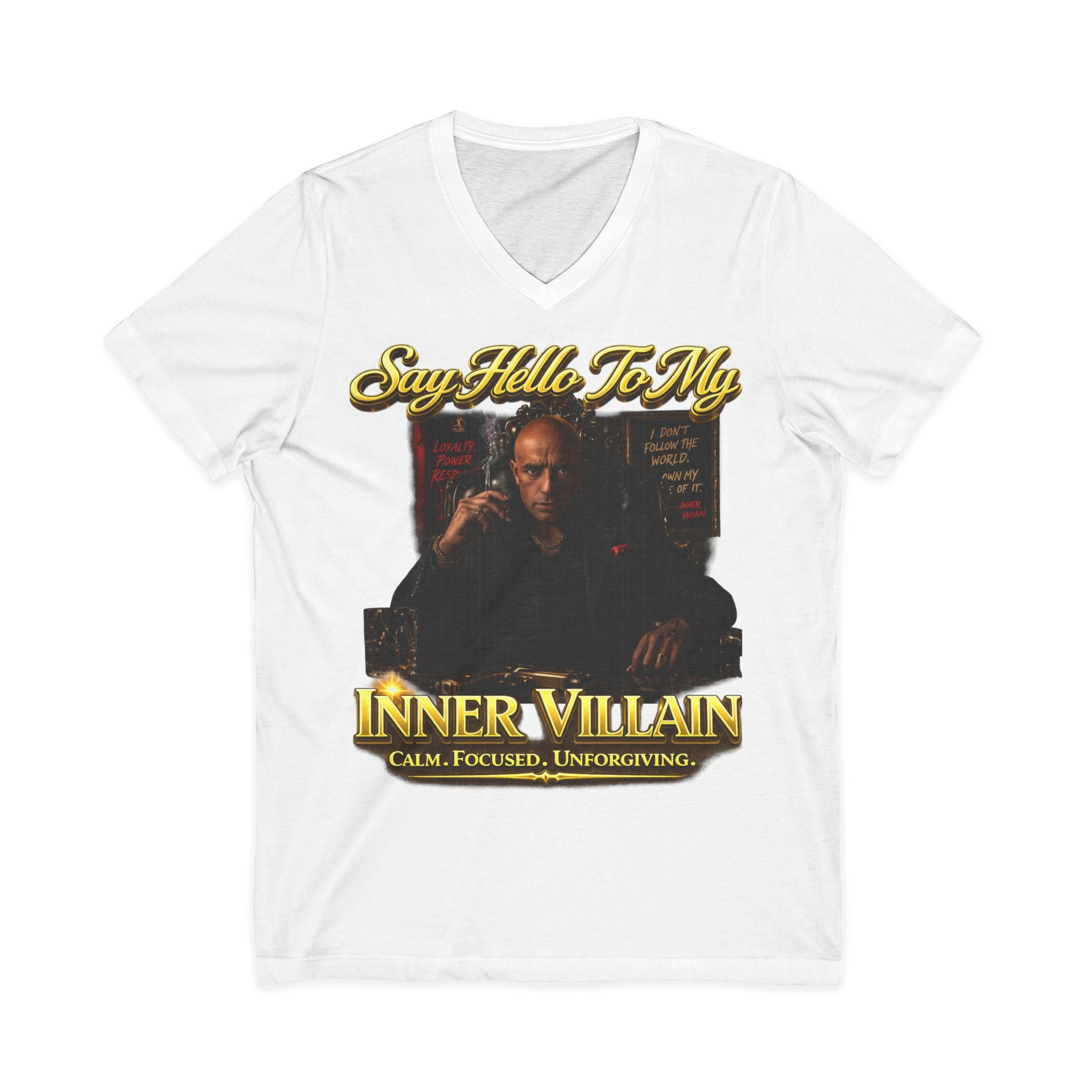 Inner Villain V‑Neck Tee – "Say Hello To Inner Villain" Graphic Shirt Printify