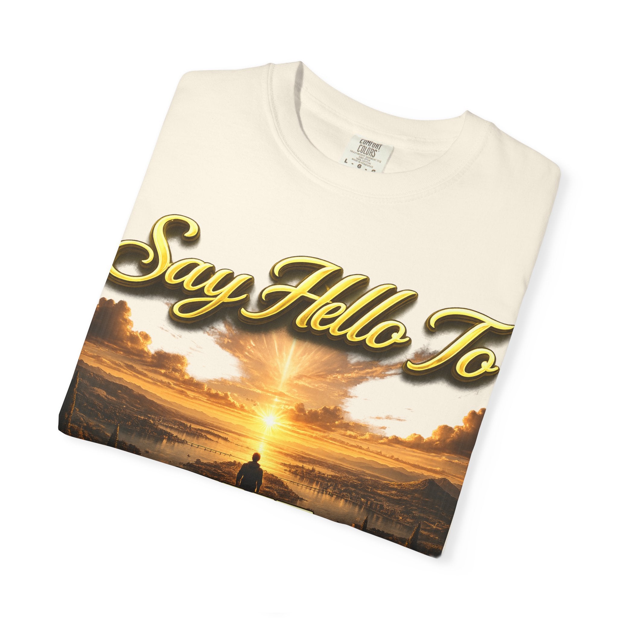 Inspirational 'Say Hello to The Beginning' Sunrise T-Shirt Printify