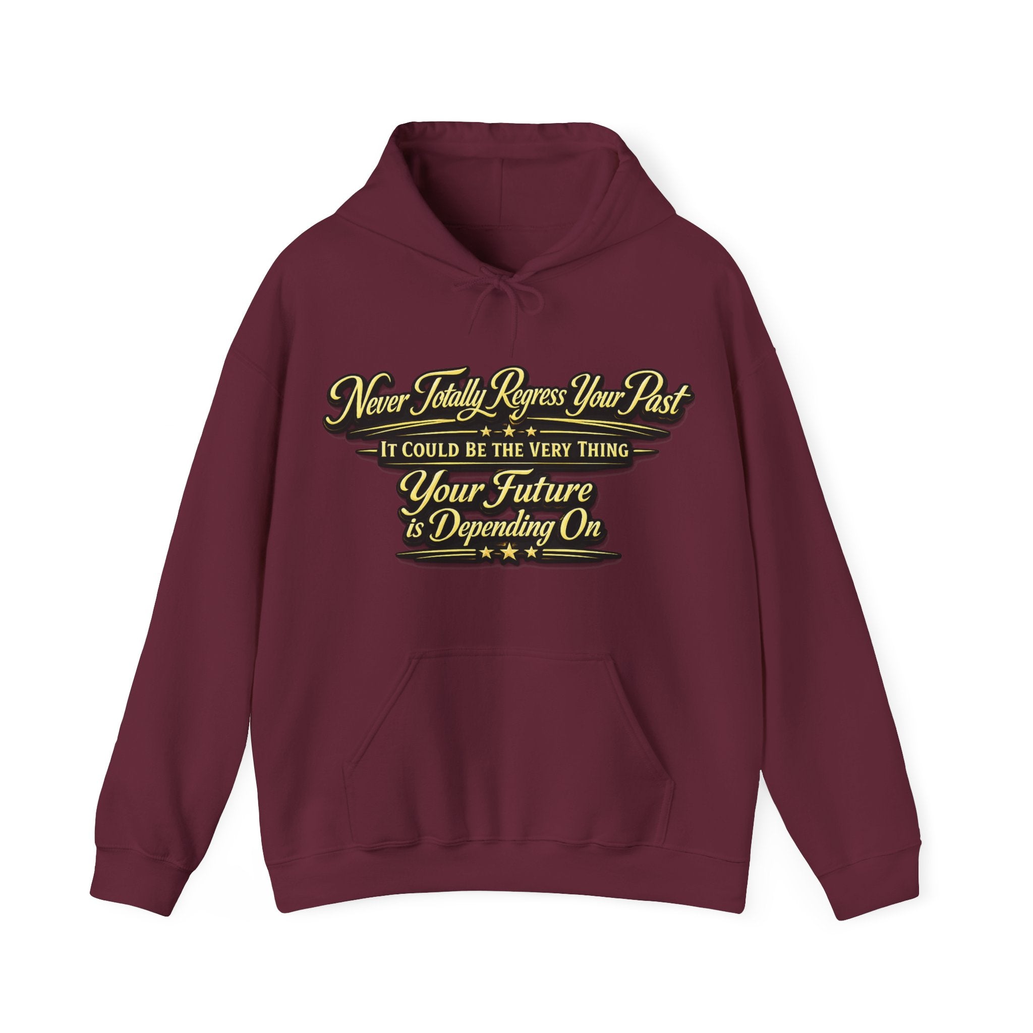 Inspirational Hoodie – “Never Letting Regret Your Past” Motivational City Night Sweatshirt Printify