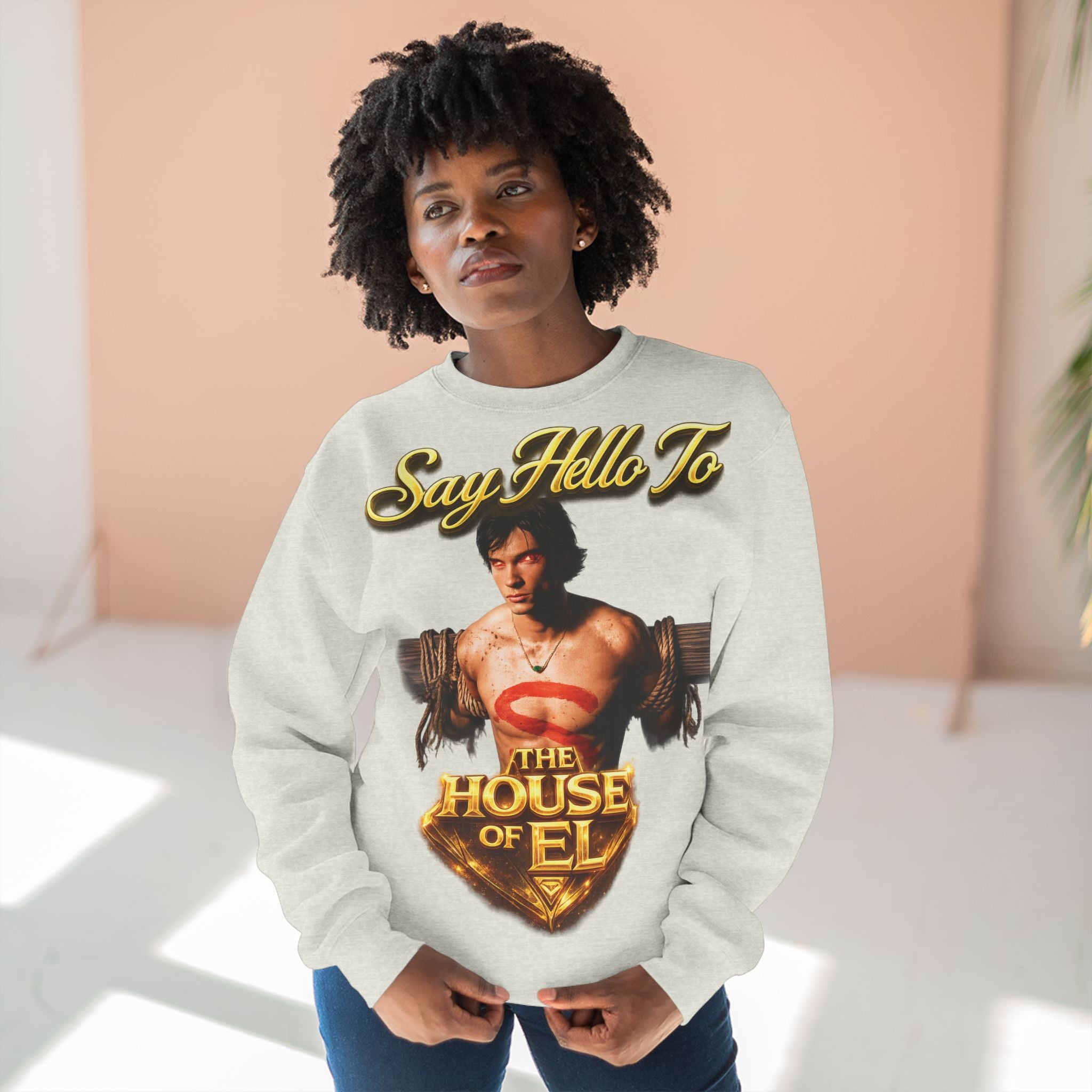 Say Hello To The House of El Sweatshirt – Retro Superman Inspired Crewneck Printify