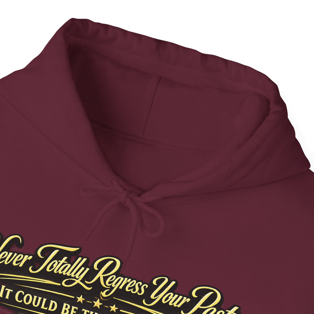 Inspirational Hoodie – “Never Letting Regret Your Past” Motivational City Night Sweatshirt Printify