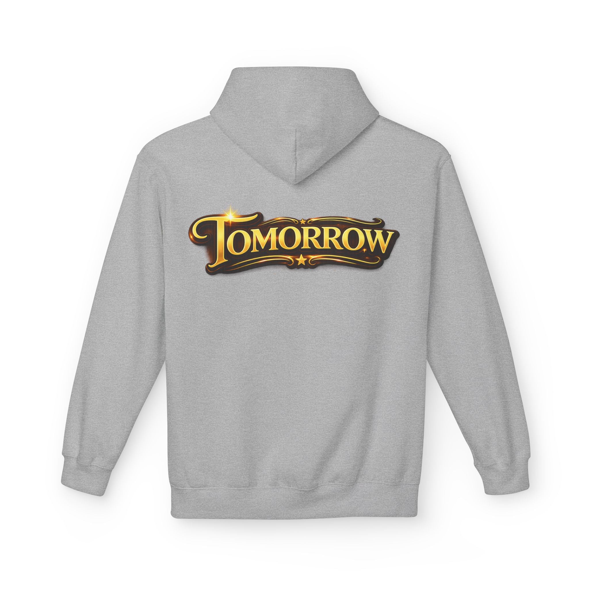 Tomorrow Hoodie — "What's Always Coming But Never Arrives?" Vintage Quote Hoodie Printify
