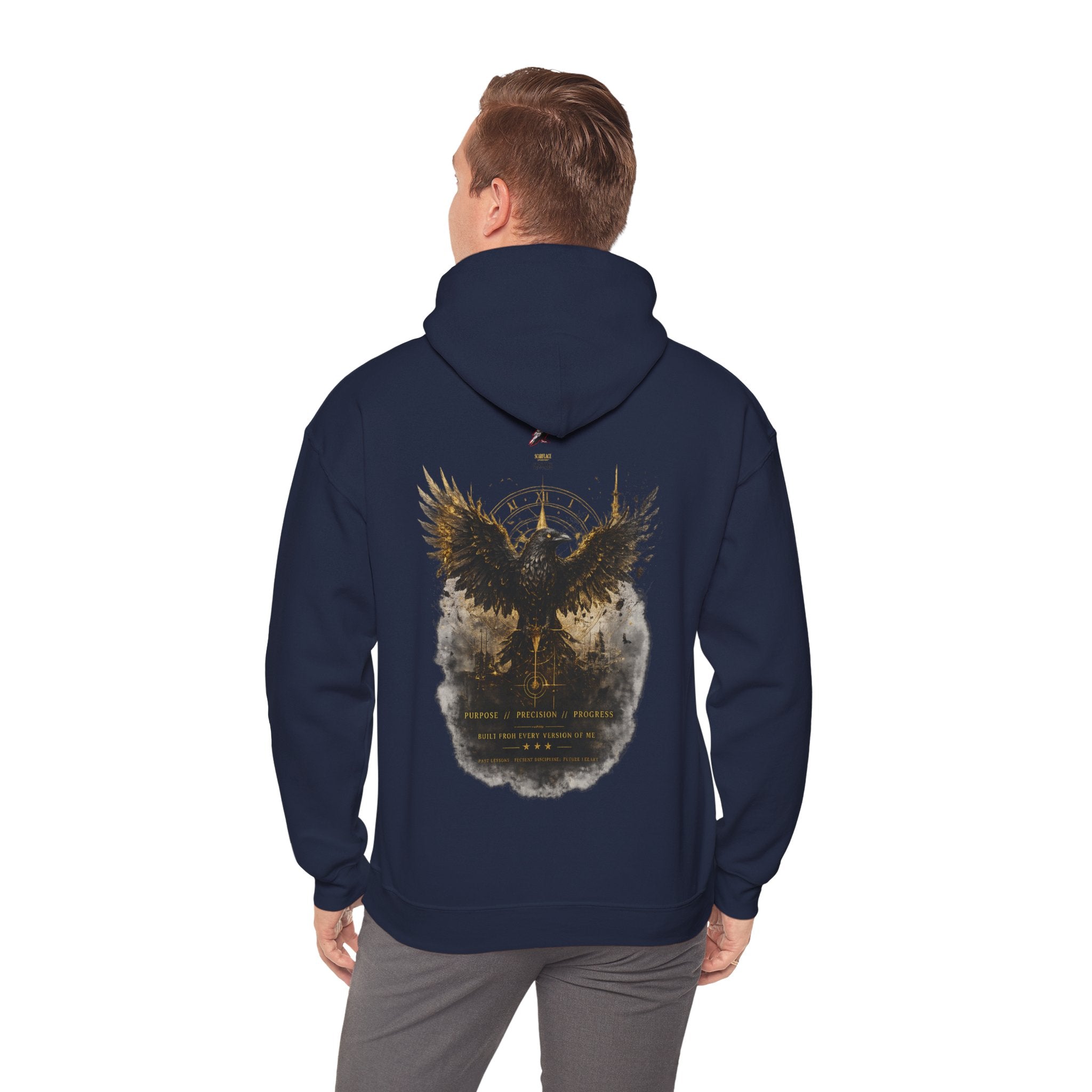 Inspirational Hoodie – “Never Letting Regret Your Past” Motivational City Night Sweatshirt Printify