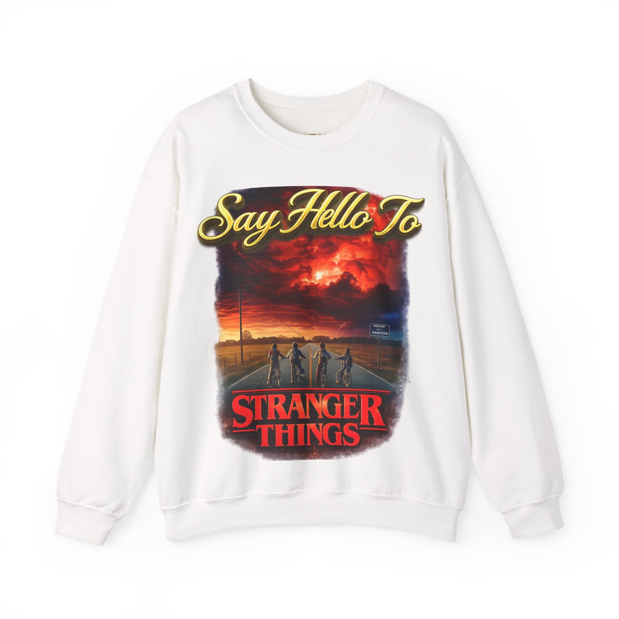 Stranger Things "Say Hello To" Crewneck Sweatshirt Printify