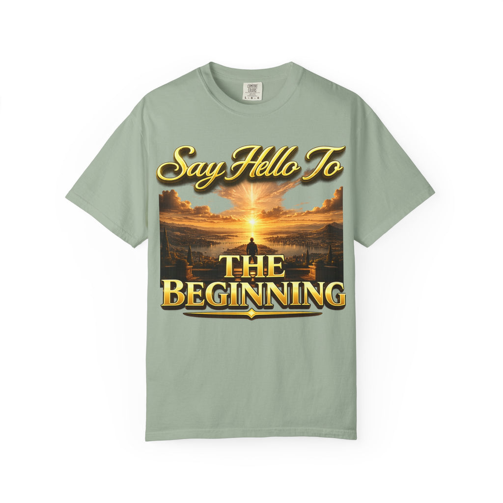 Inspirational 'Say Hello to The Beginning' Sunrise T-Shirt Printify