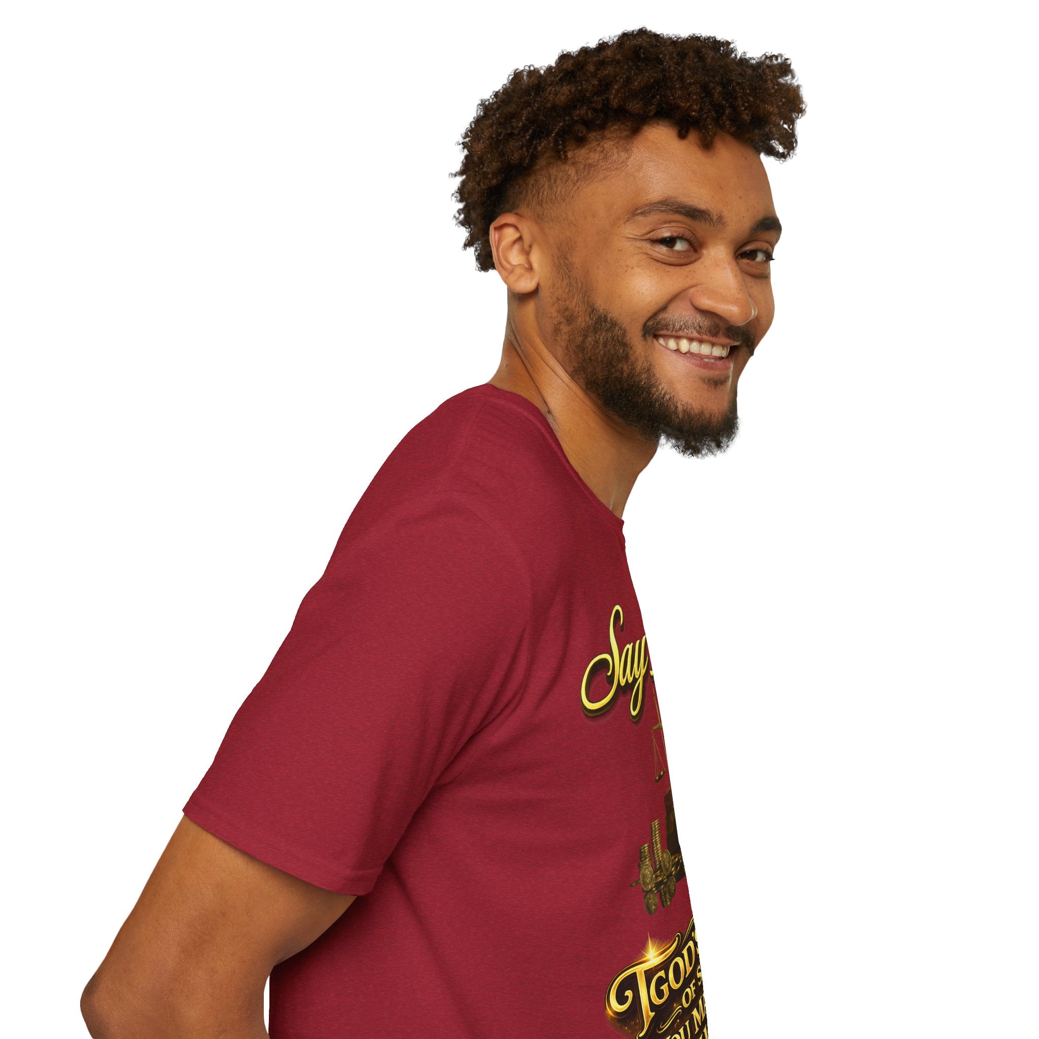 T-Shirt — "Say Hello" Money & Faith Graphic Tee (God's Way You Make Too Much Money) Printify