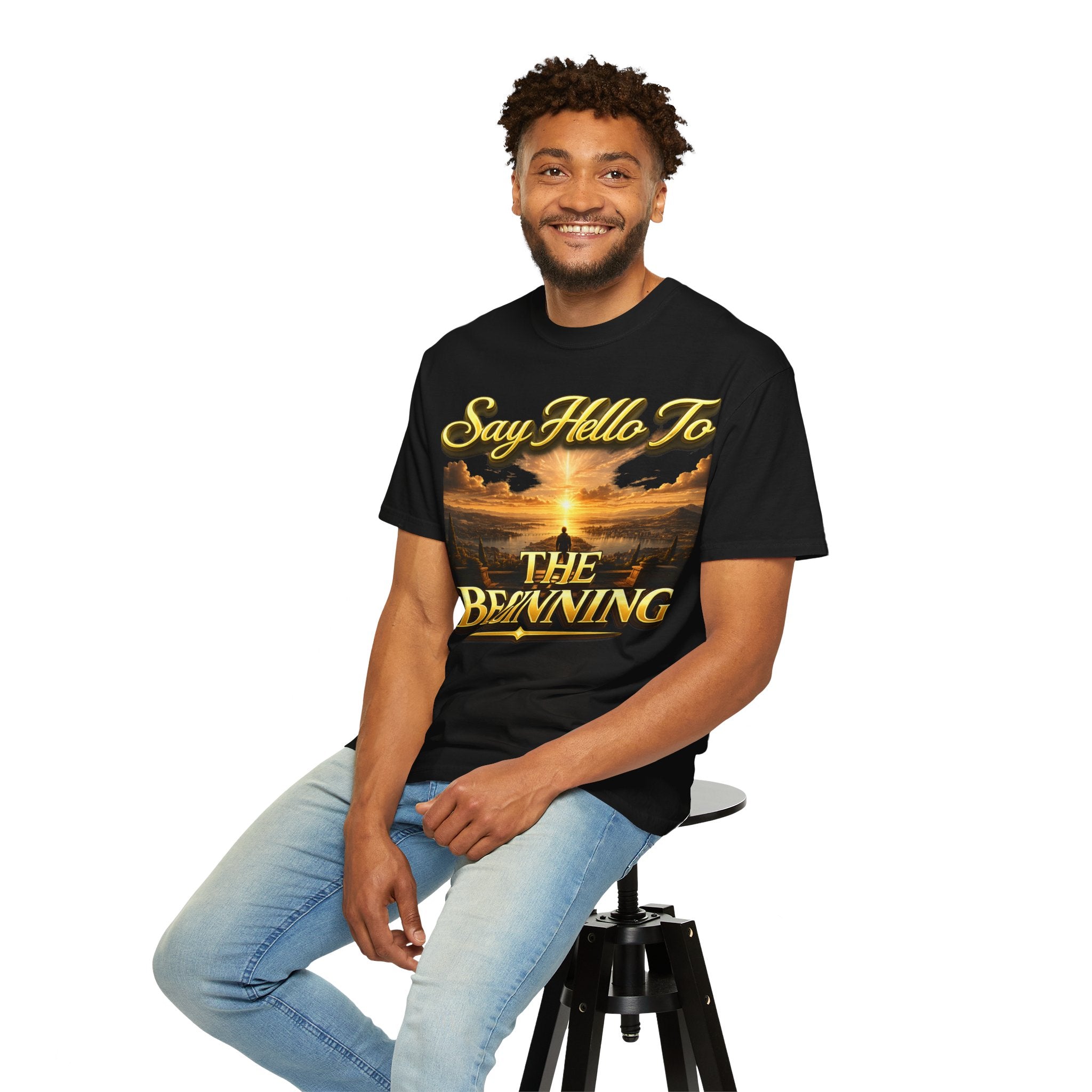 Inspirational 'Say Hello to The Beginning' Sunrise T-Shirt Printify