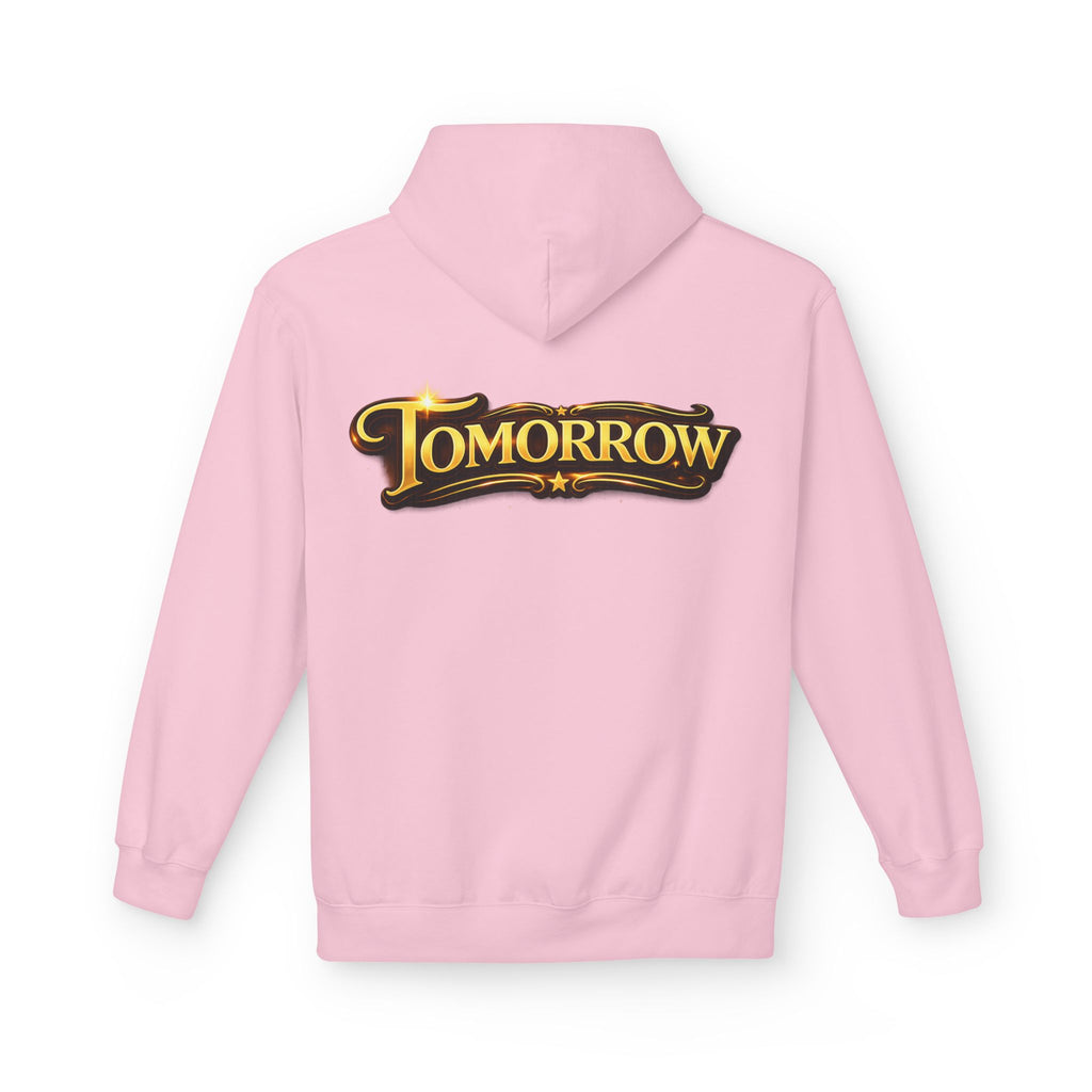 Tomorrow Hoodie — "What's Always Coming But Never Arrives?" Vintage Quote Hoodie Printify