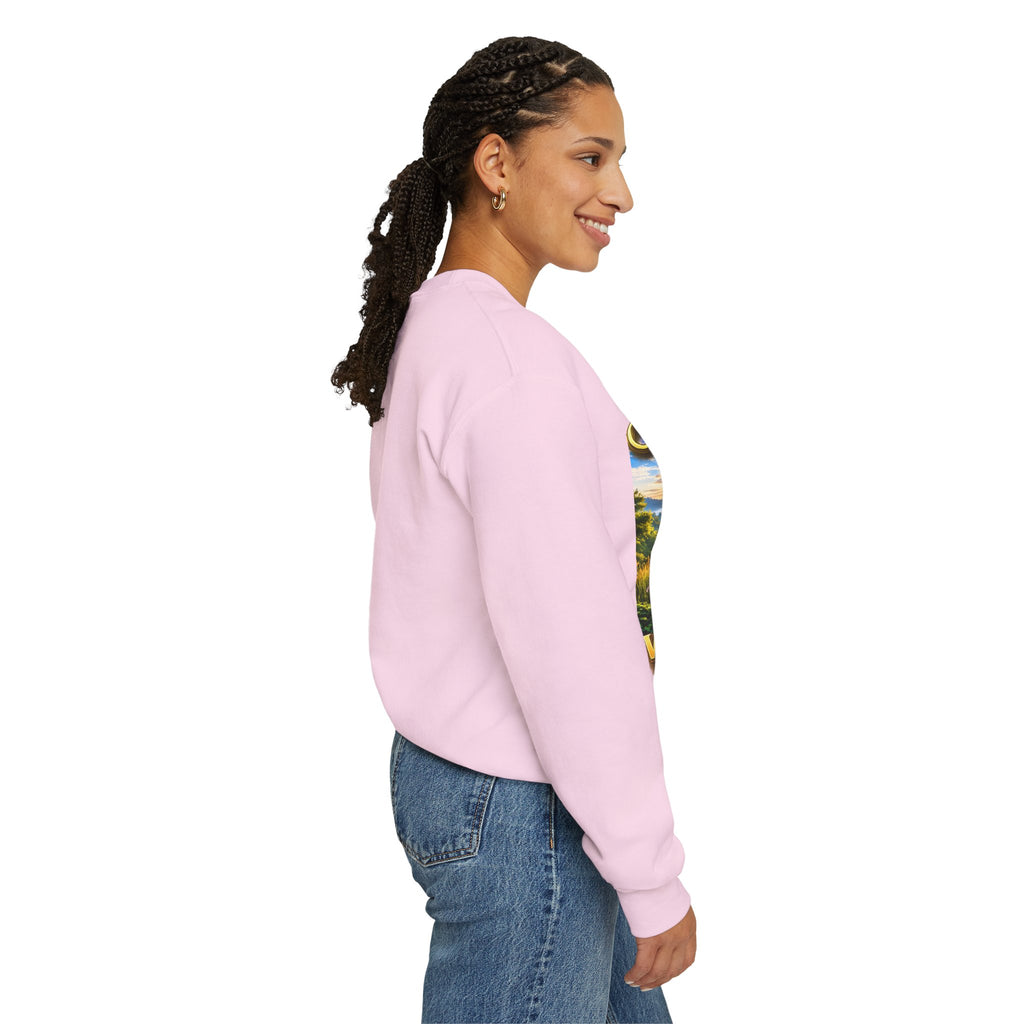 Working From Home Sweatshirt – "Say Hello To" Scenic Home Office Crewneck Printify