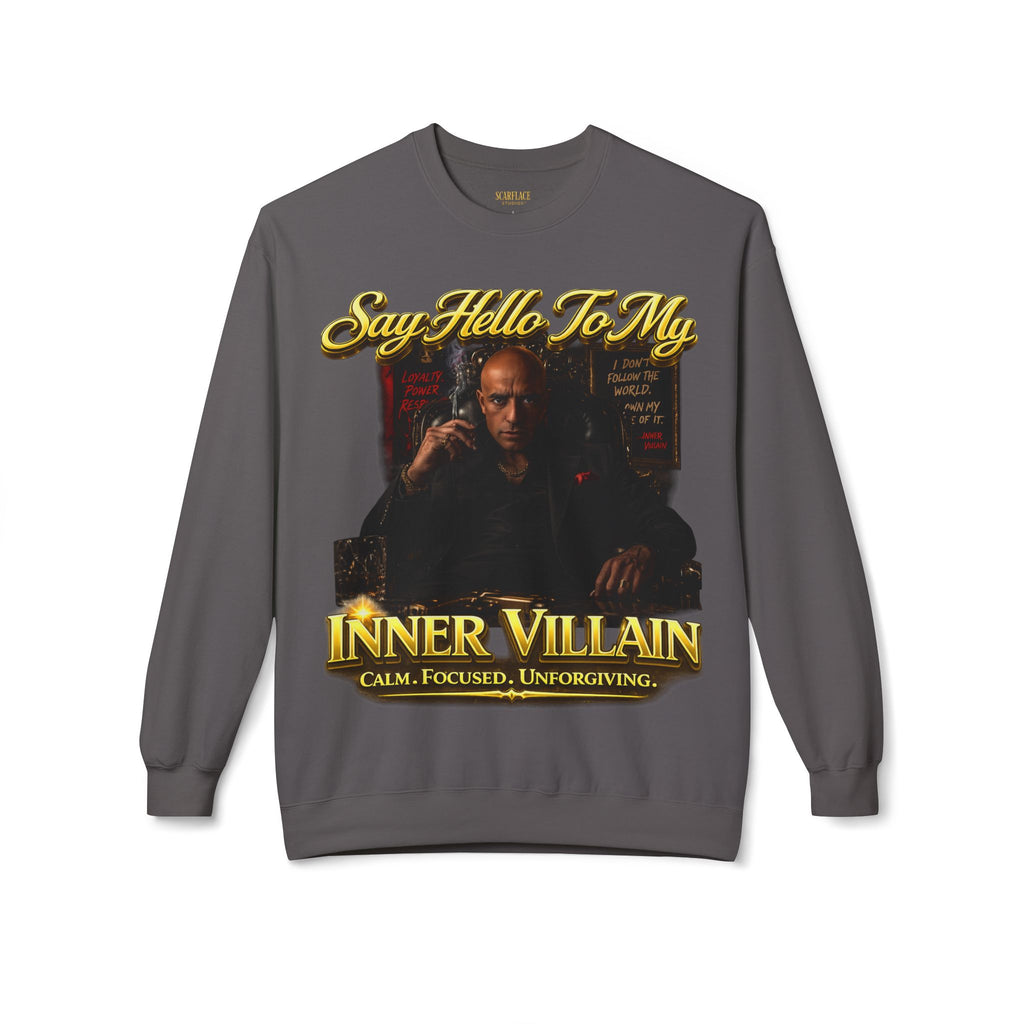 Inner Villain Crewneck Sweatshirt — "Say Hello To My Inner Villain" Graphic Printify