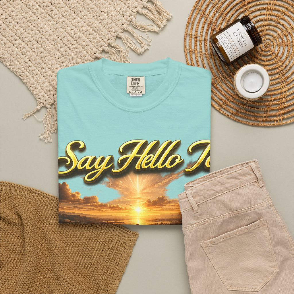 Inspirational 'Say Hello to The Beginning' Sunrise T-Shirt Printify