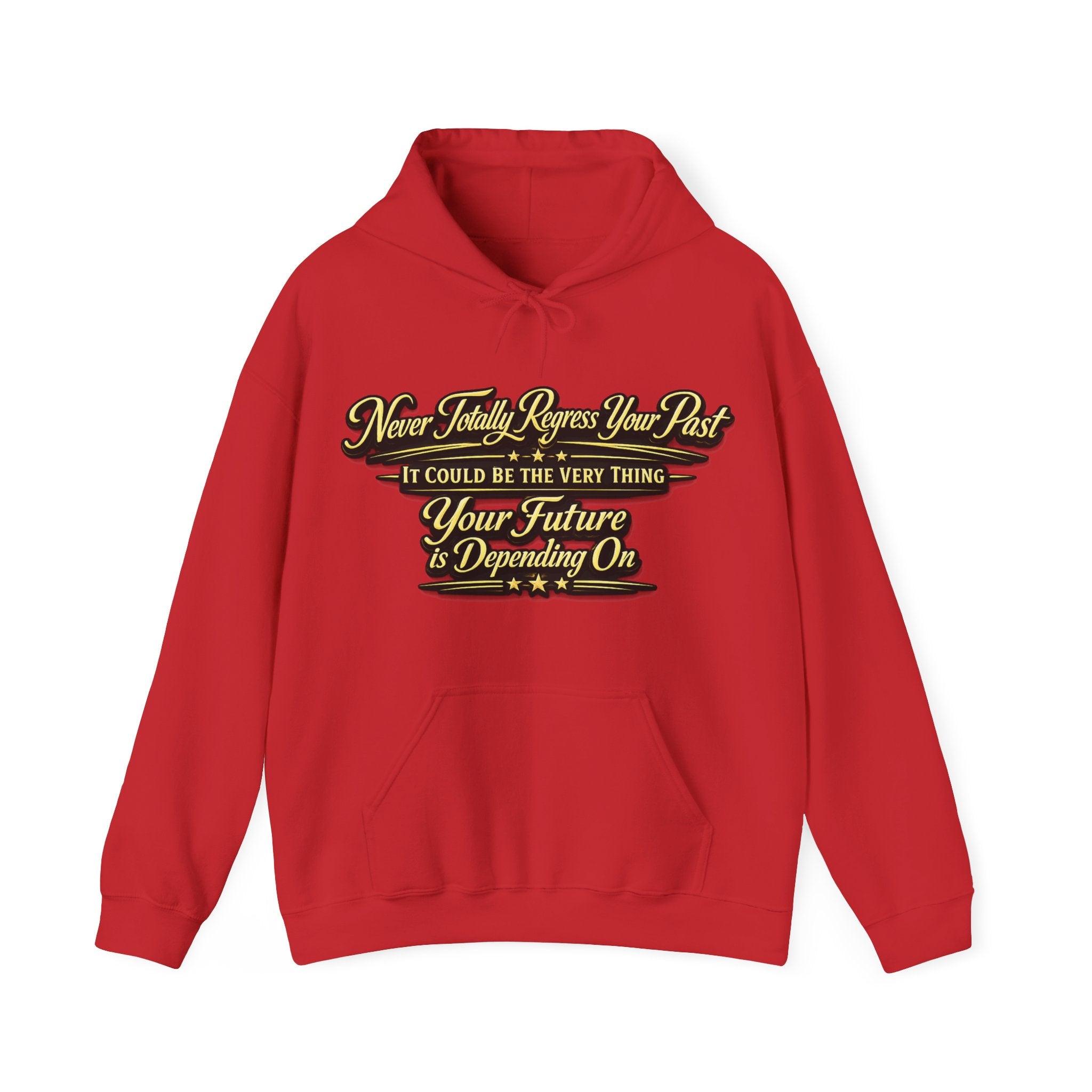 Inspirational Hoodie – “Never Letting Regret Your Past” Motivational City Night Sweatshirt Printify