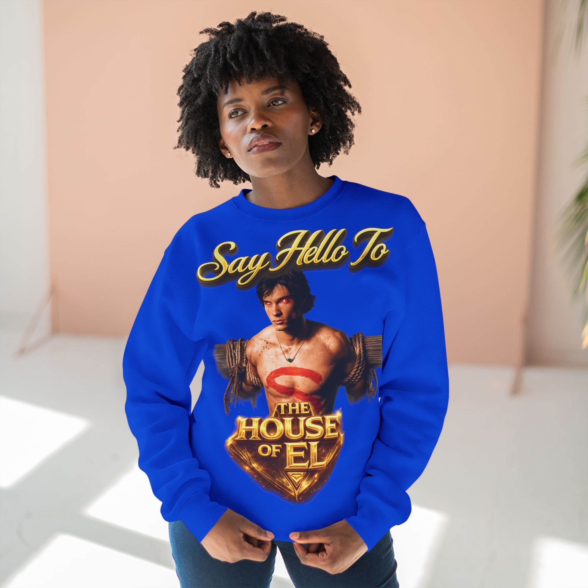 Say Hello To The House of El Sweatshirt – Retro Superman Inspired Crewneck Printify
