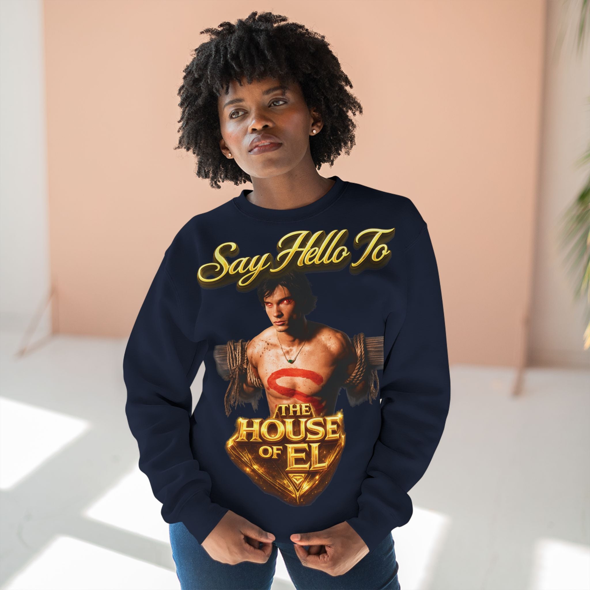 Say Hello To The House of El Sweatshirt – Retro Superman Inspired Crewneck Printify