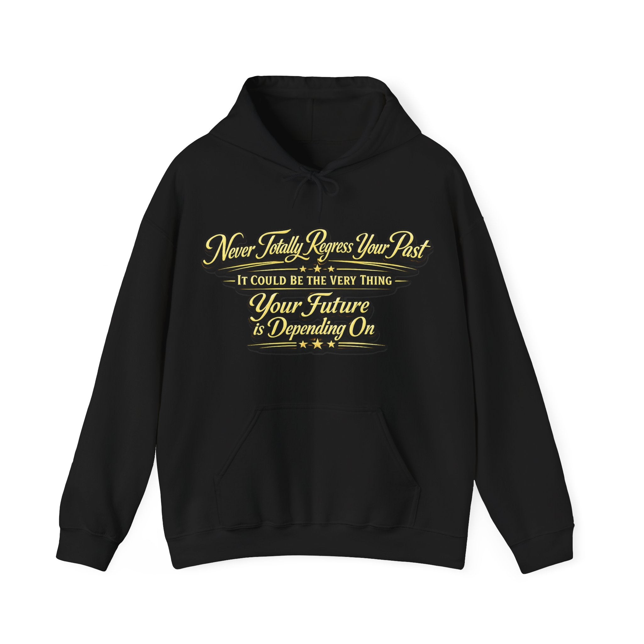 Inspirational Hoodie – “Never Letting Regret Your Past” Motivational City Night Sweatshirt Printify