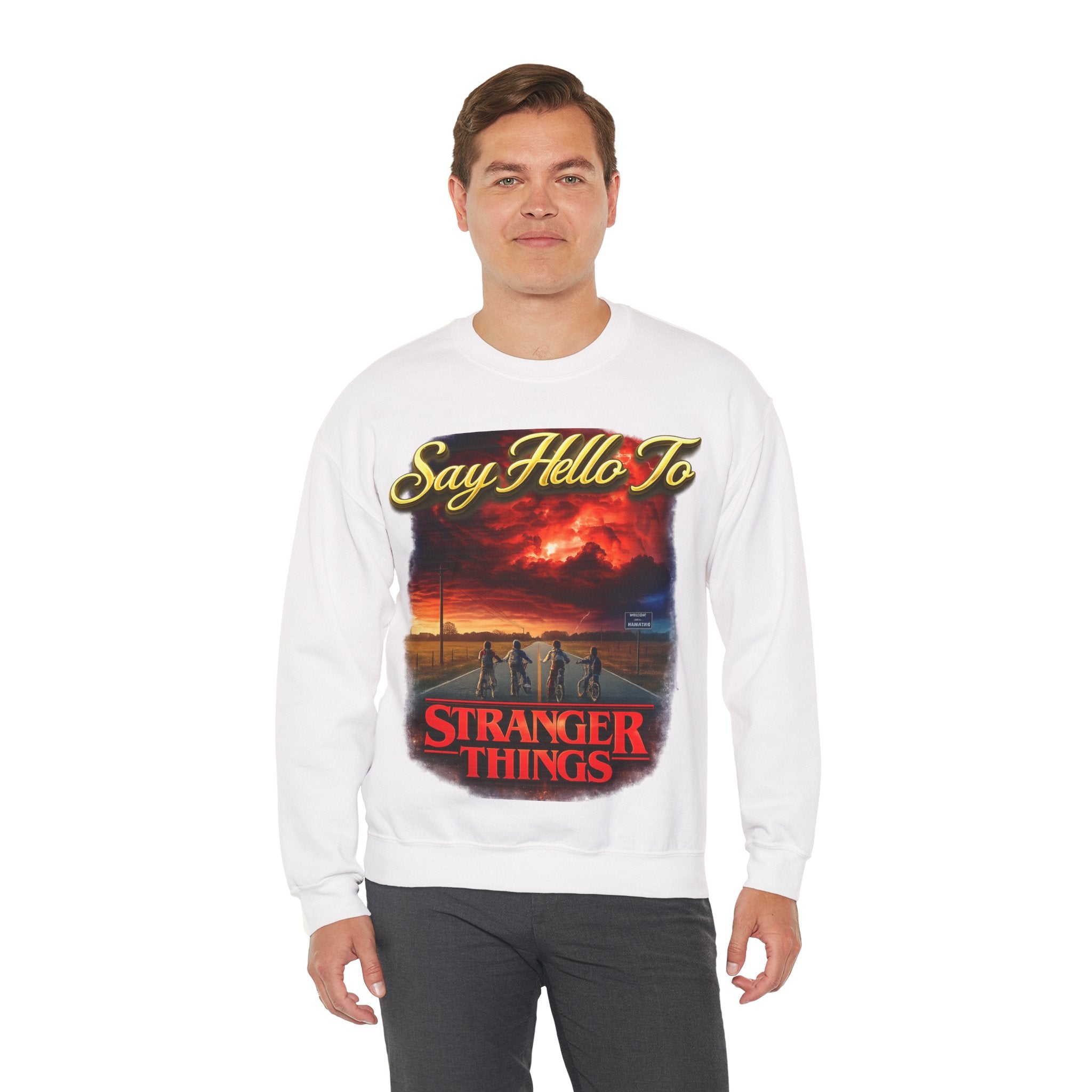 Stranger Things "Say Hello To" Crewneck Sweatshirt Printify
